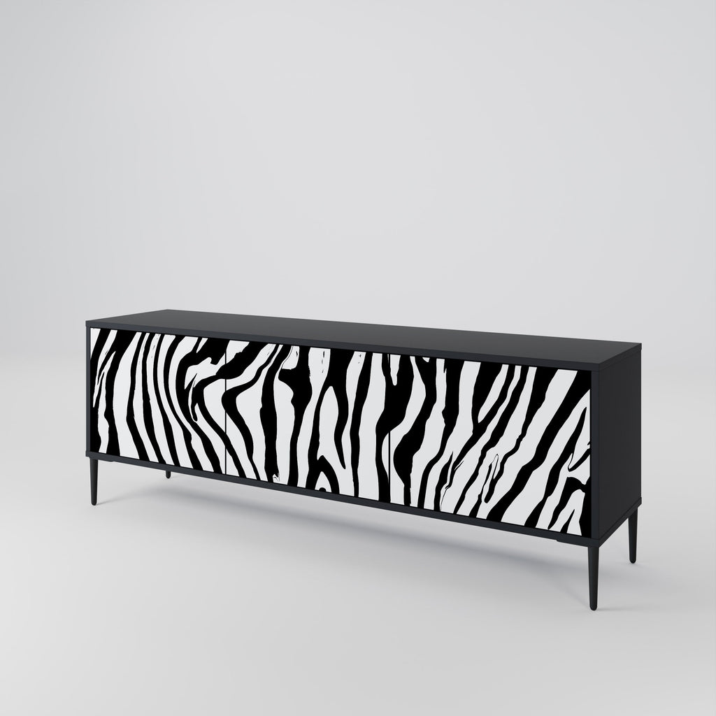Meuble TV 3 portes SPLENDID ZEBRA finition noire