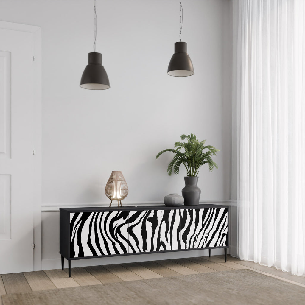Meuble TV 3 portes SPLENDID ZEBRA finition noire