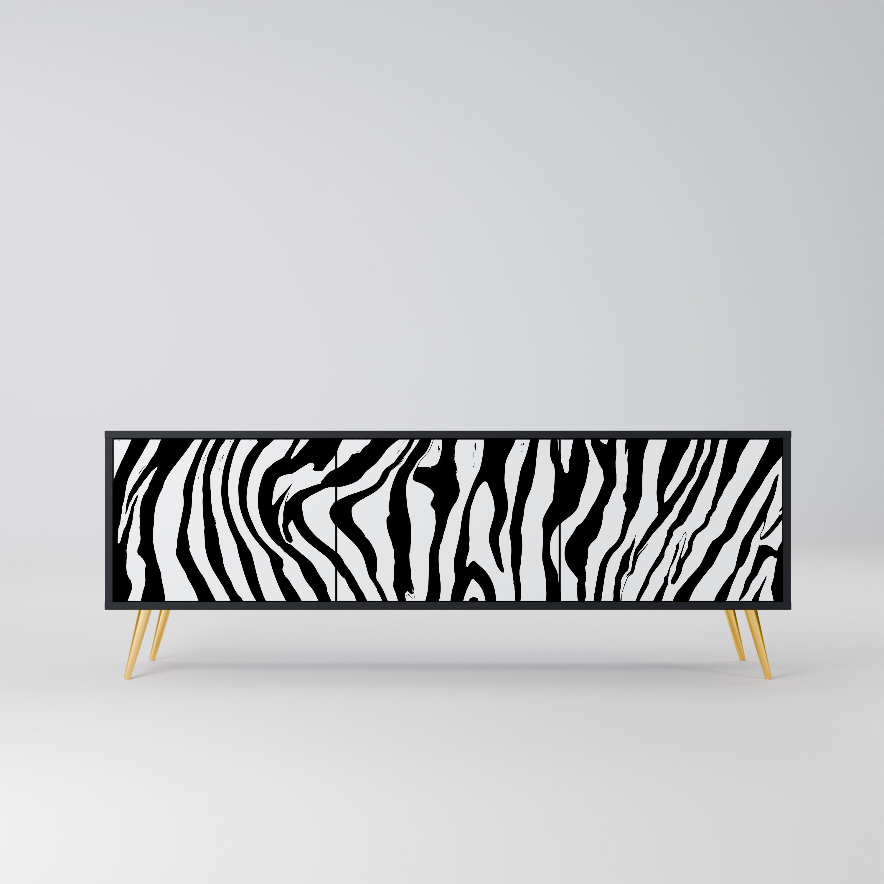 Meuble TV 3 portes SPLENDID ZEBRA finition noire