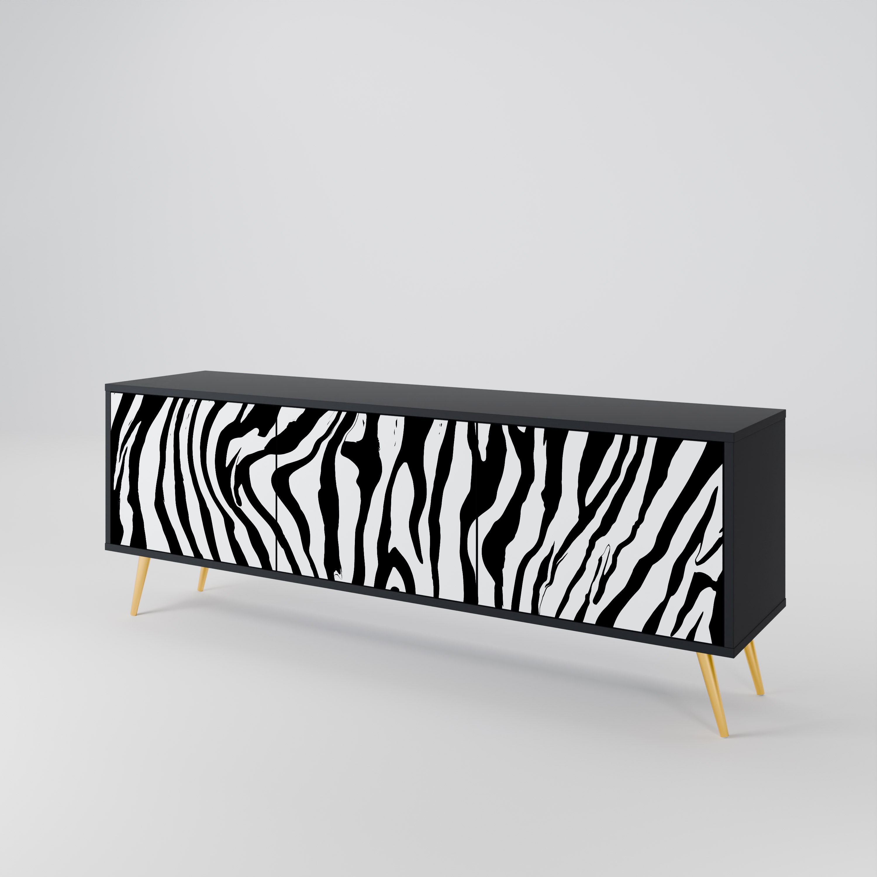 Meuble TV 3 portes SPLENDID ZEBRA finition noire