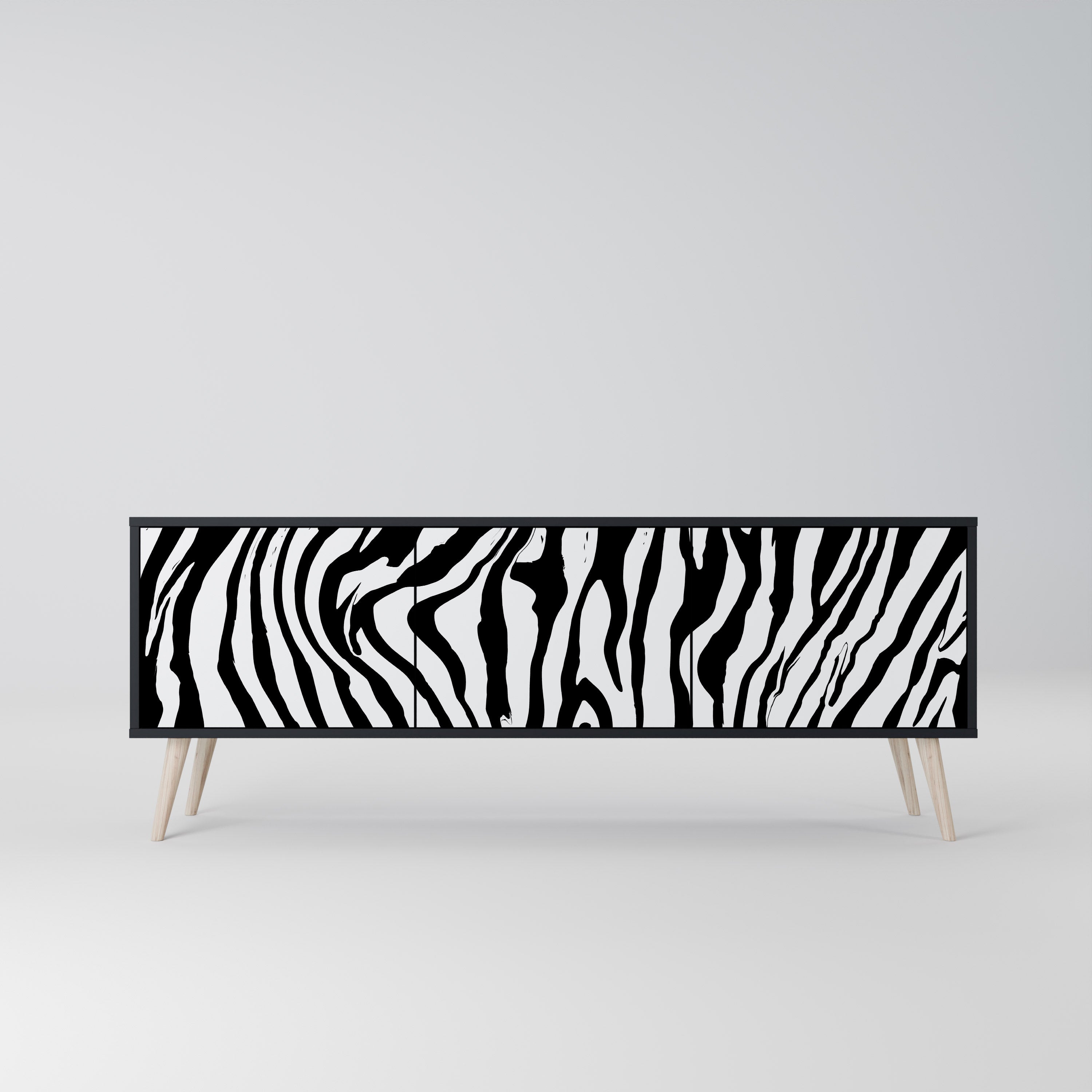 Meuble TV 3 portes SPLENDID ZEBRA finition noire