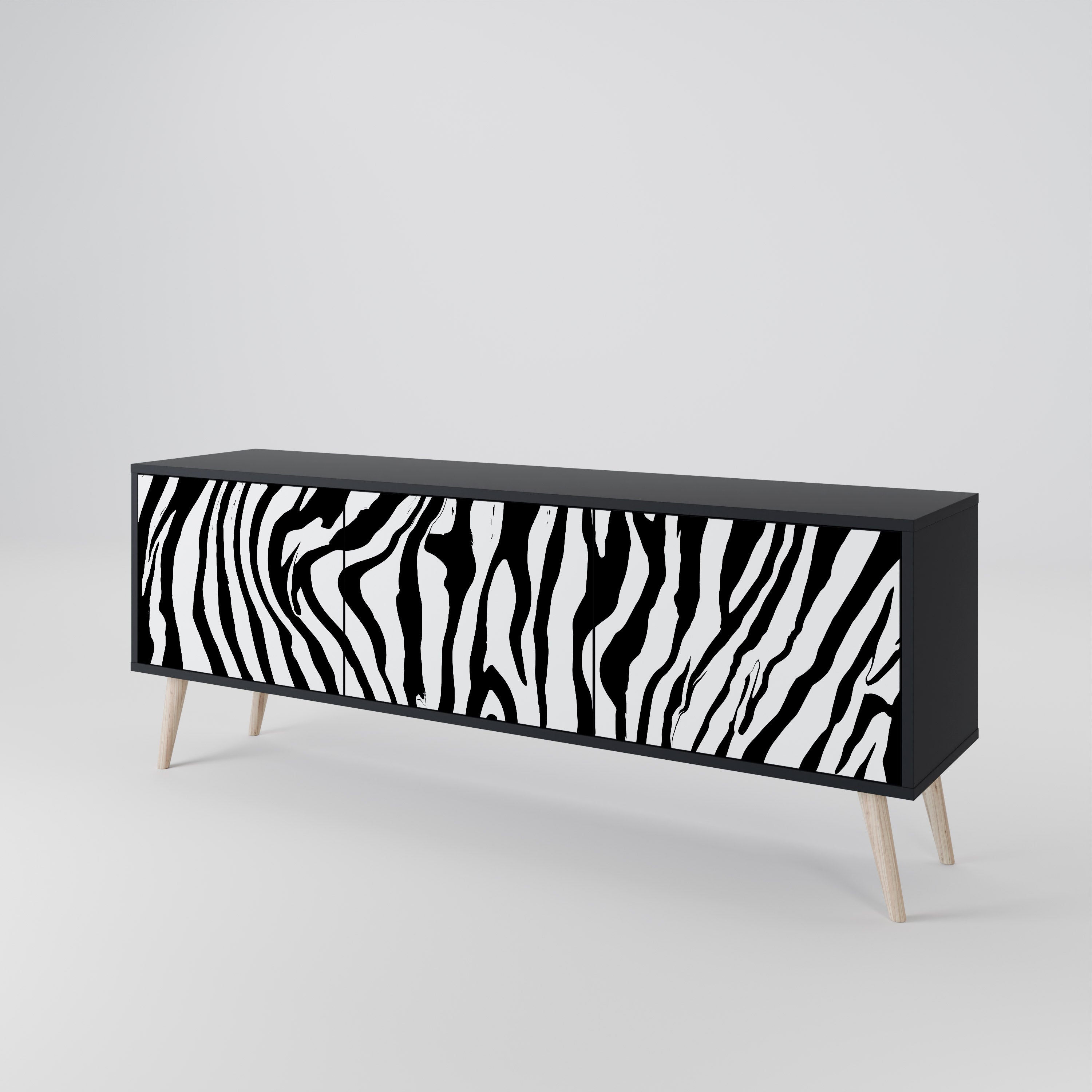 Meuble TV 3 portes SPLENDID ZEBRA finition noire