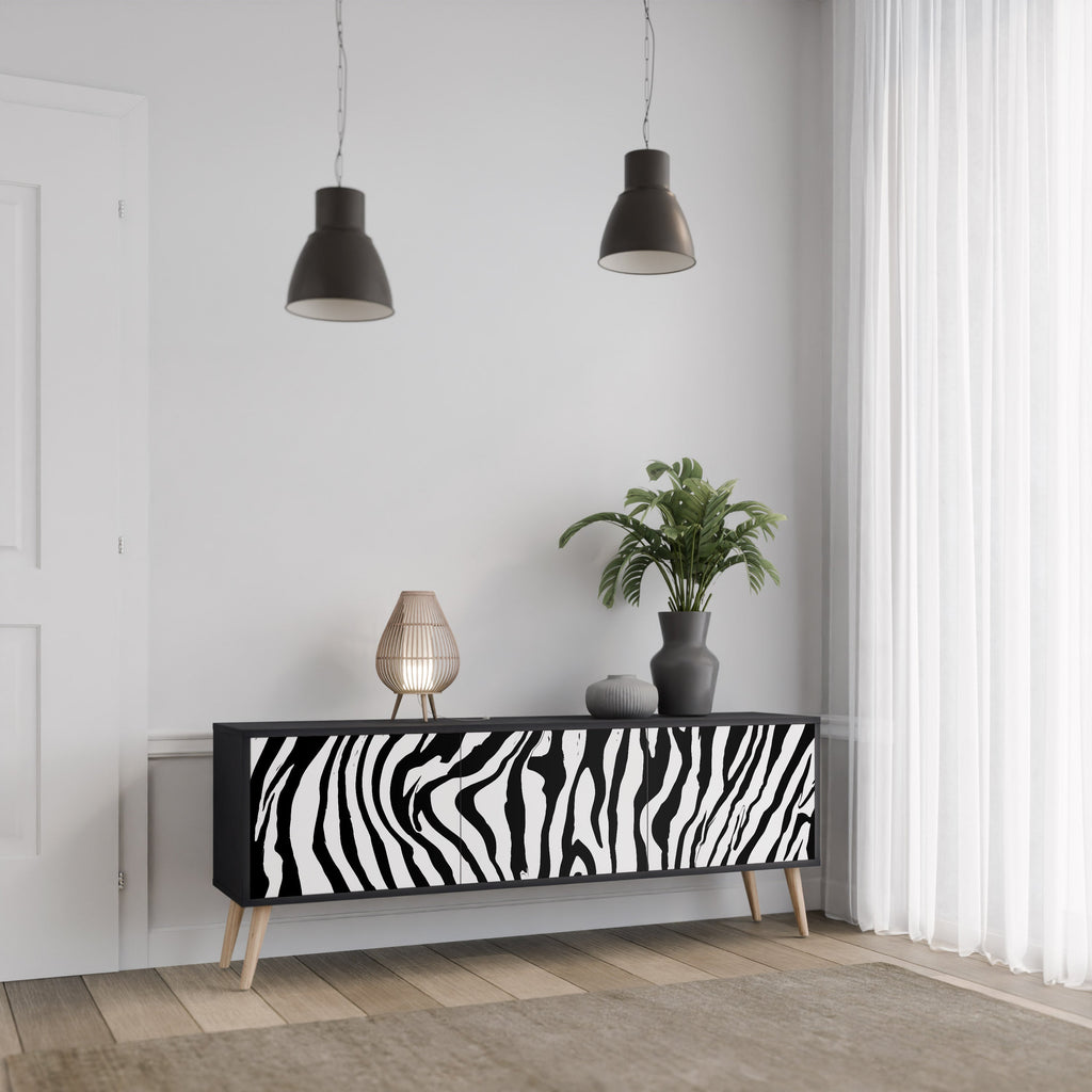 Meuble TV 3 portes SPLENDID ZEBRA finition noire