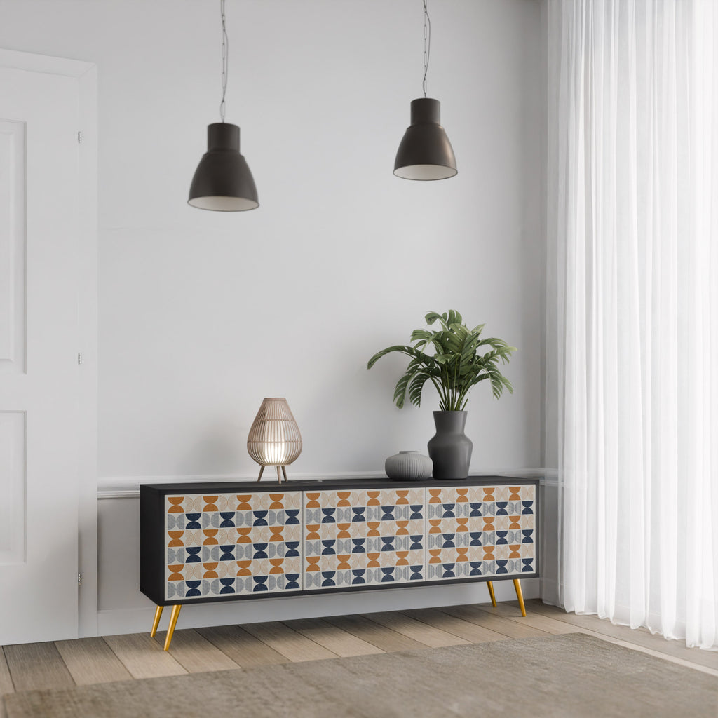 Meuble TV 3 portes REFLECTION RANGE en finition noire