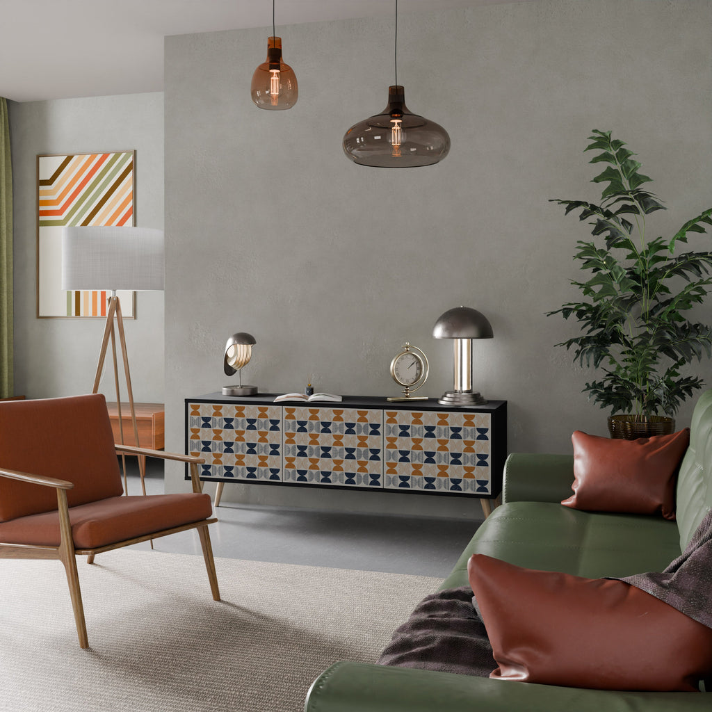 Meuble TV 3 portes REFLECTION RANGE en finition noire