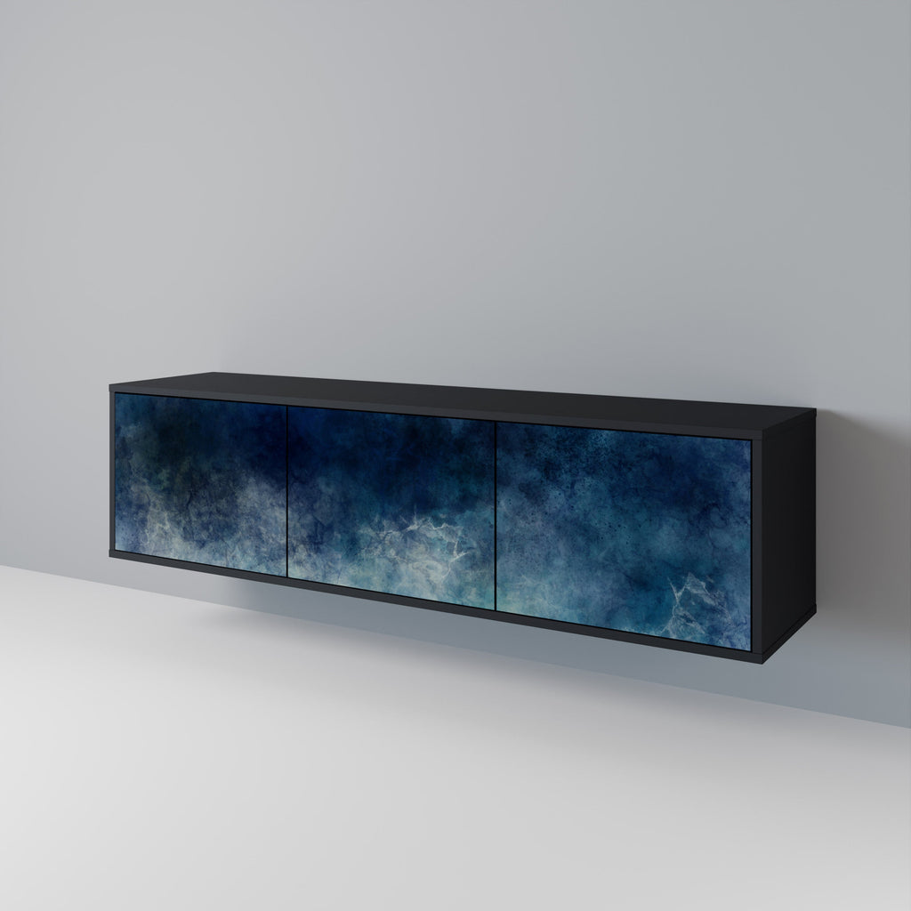 CELESTIAL FALL 3-Door TV Stand in Black Finish