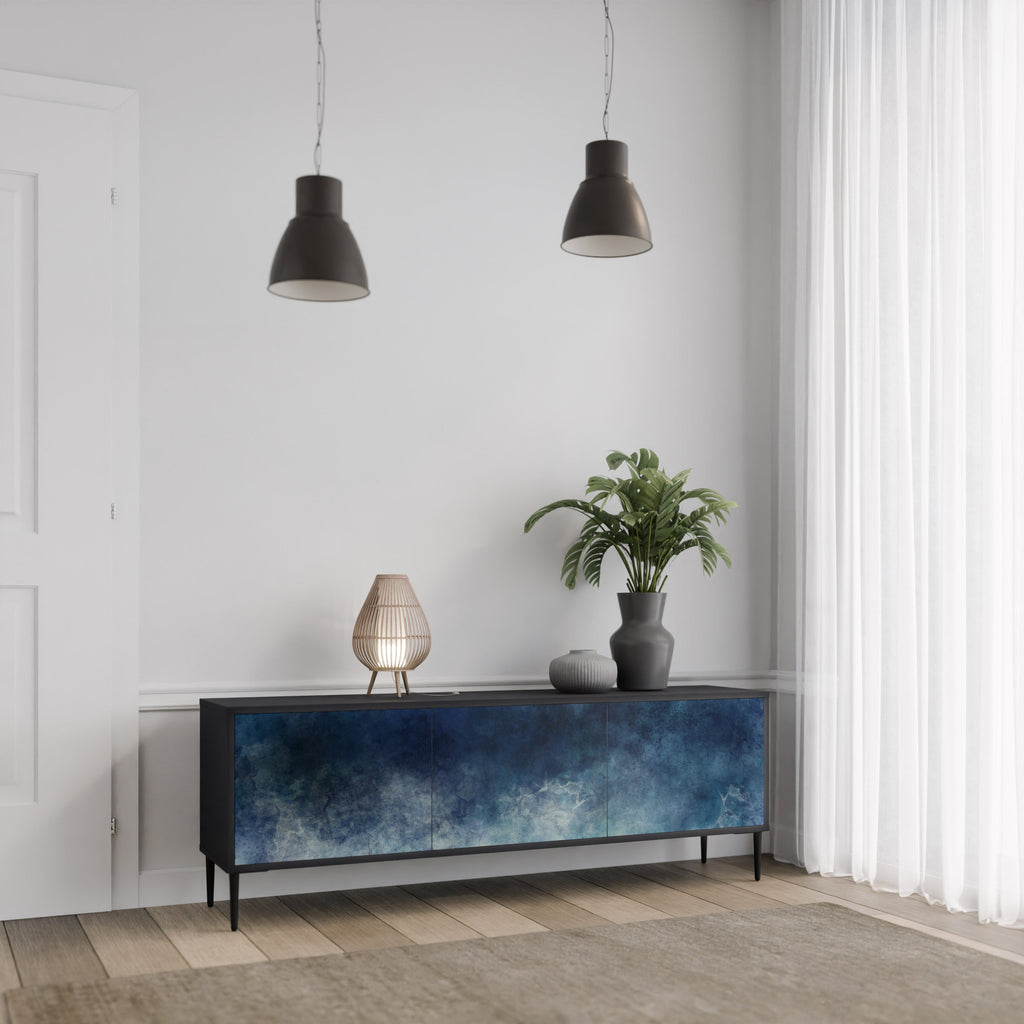 CELESTIAL FALL 3-Door TV Stand in Black Finish