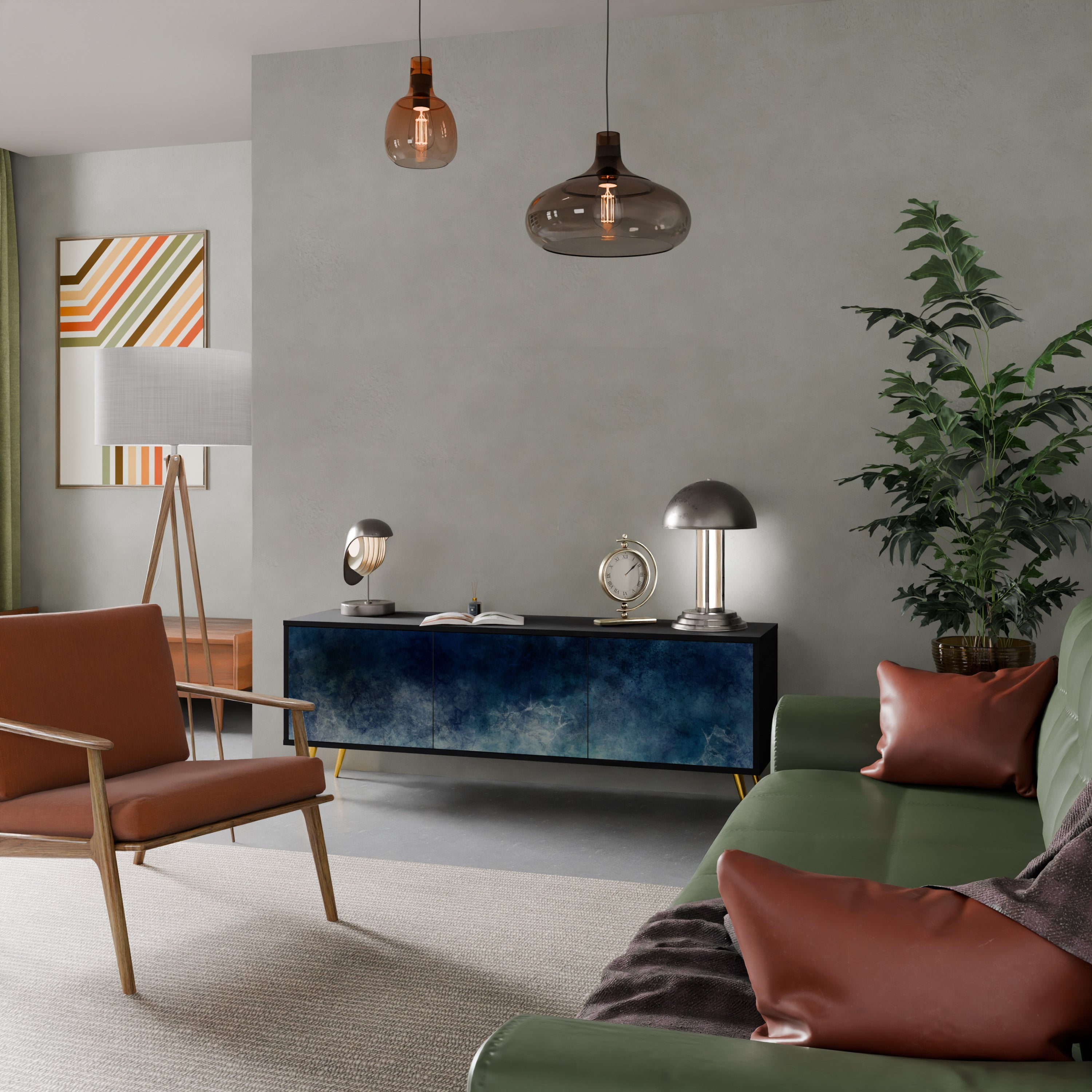 Meuble TV 3 portes CELESTIAL FALL finition noire