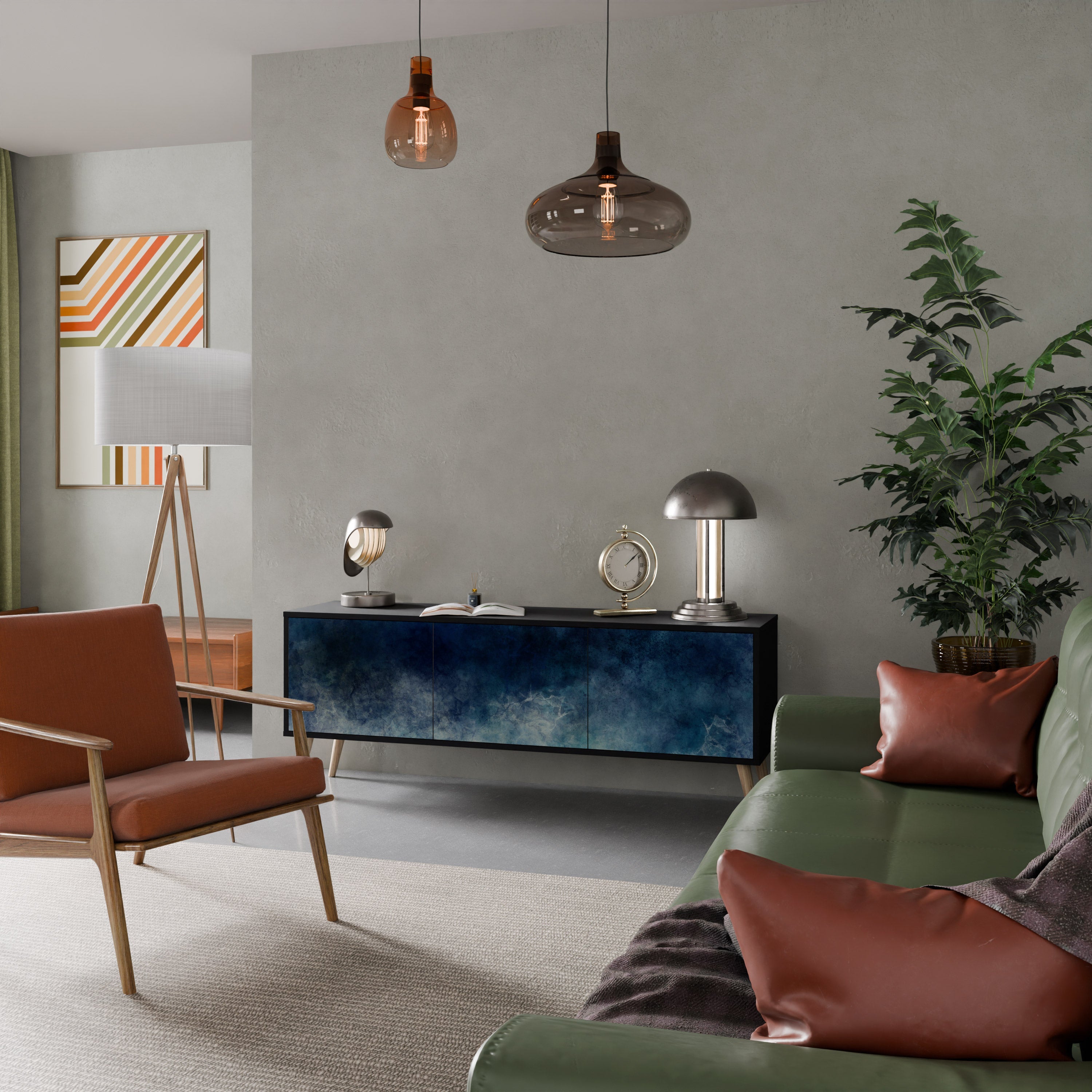 Meuble TV 3 portes CELESTIAL FALL finition noire