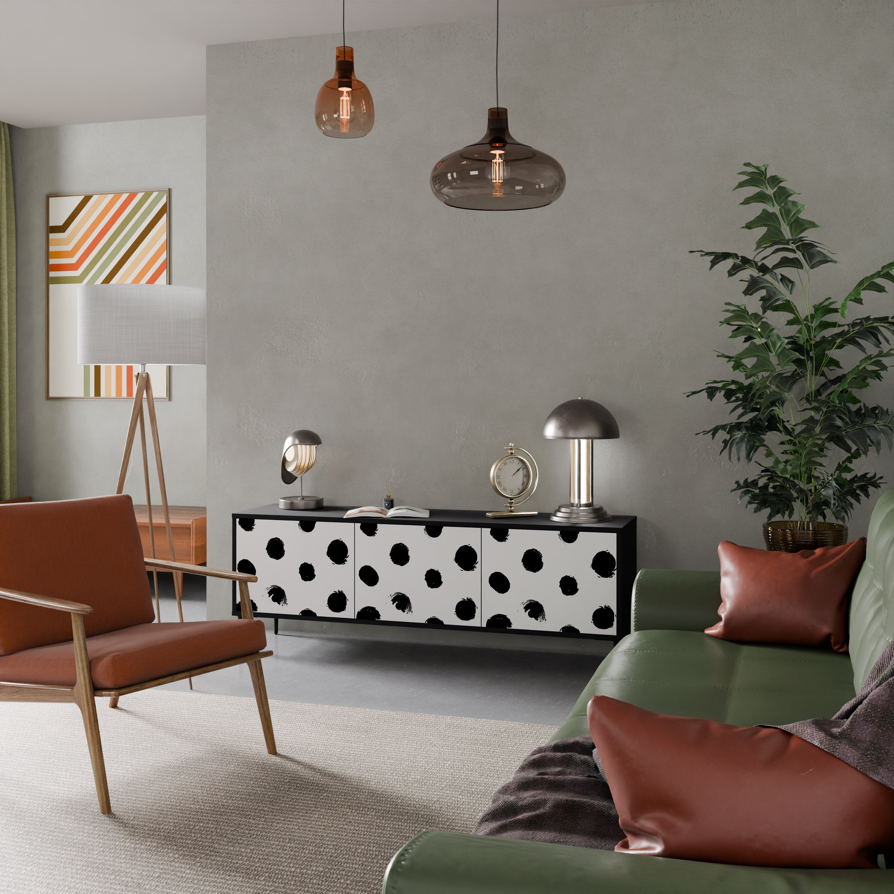 SLIPPING MINUTES Meuble TV 3 portes finition noire