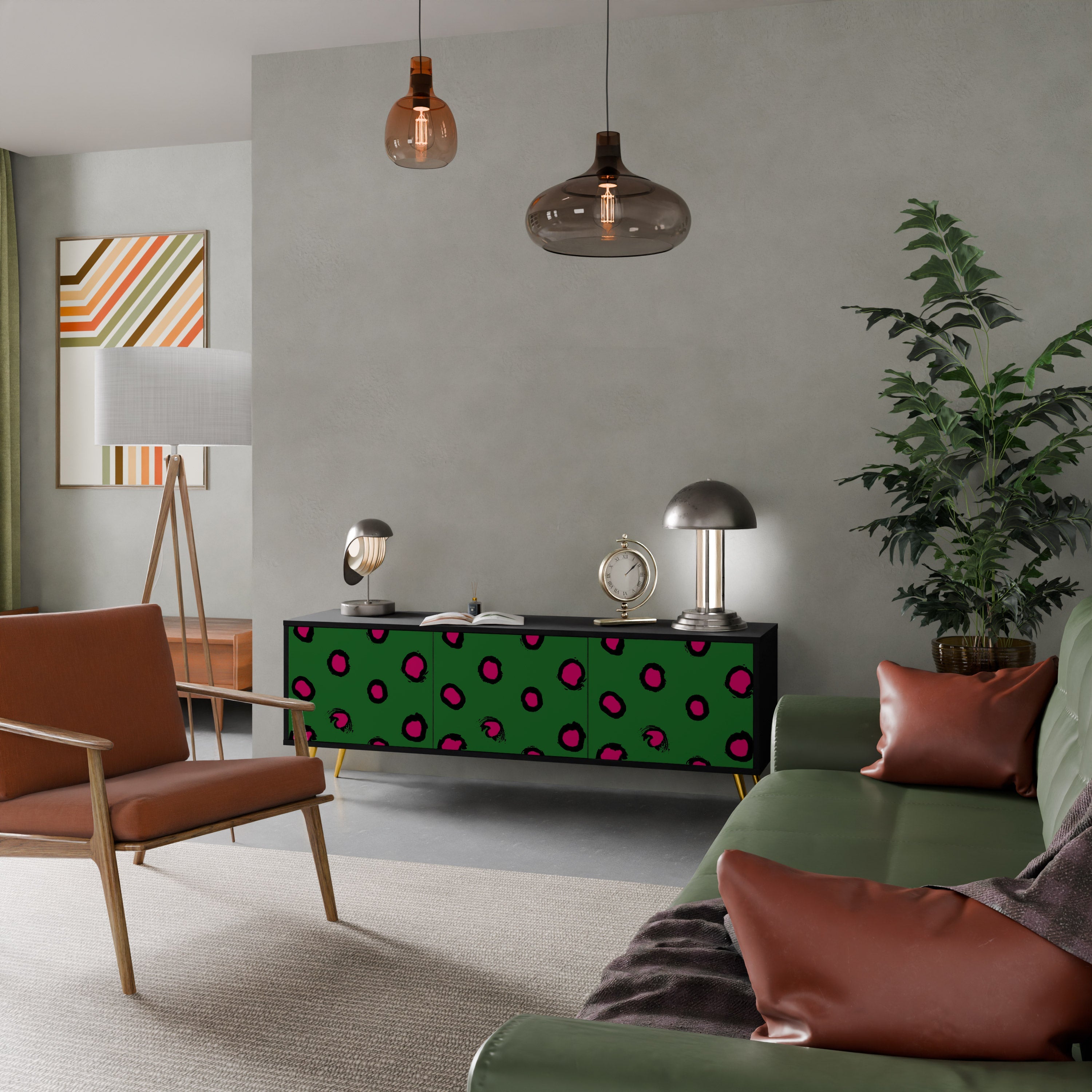 Meuble TV 3 portes FUNKY SPOTS finition noire