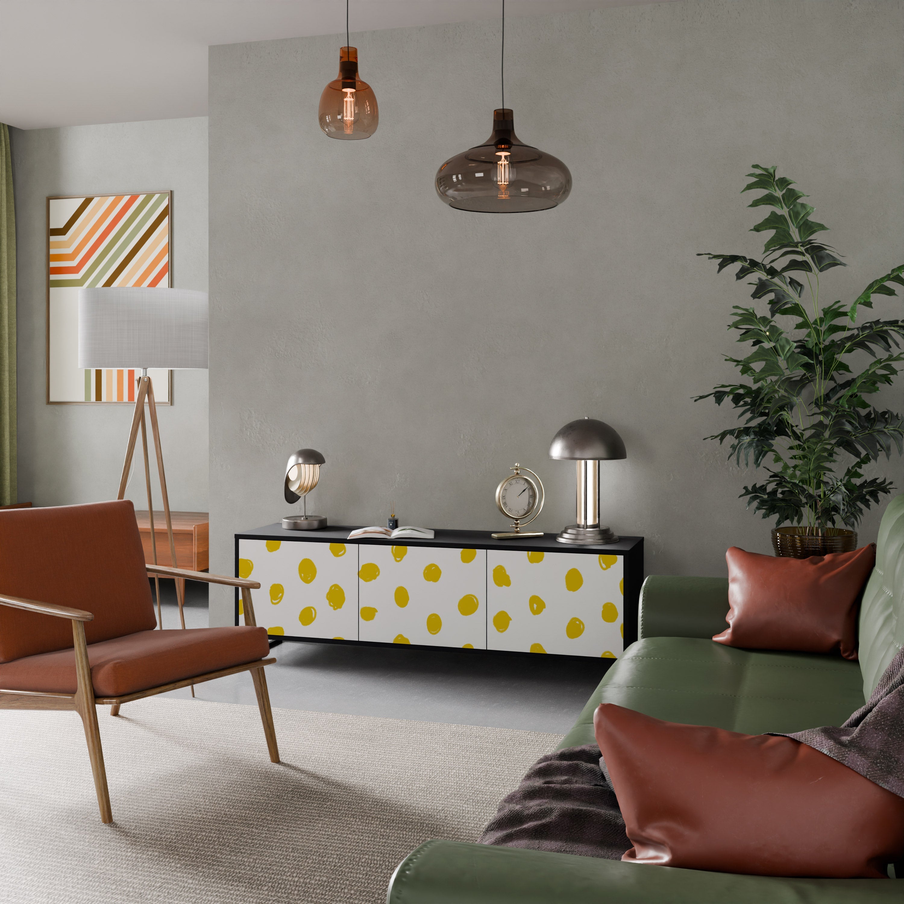 Meuble TV 3 portes RADIANT REVERIE finition noire