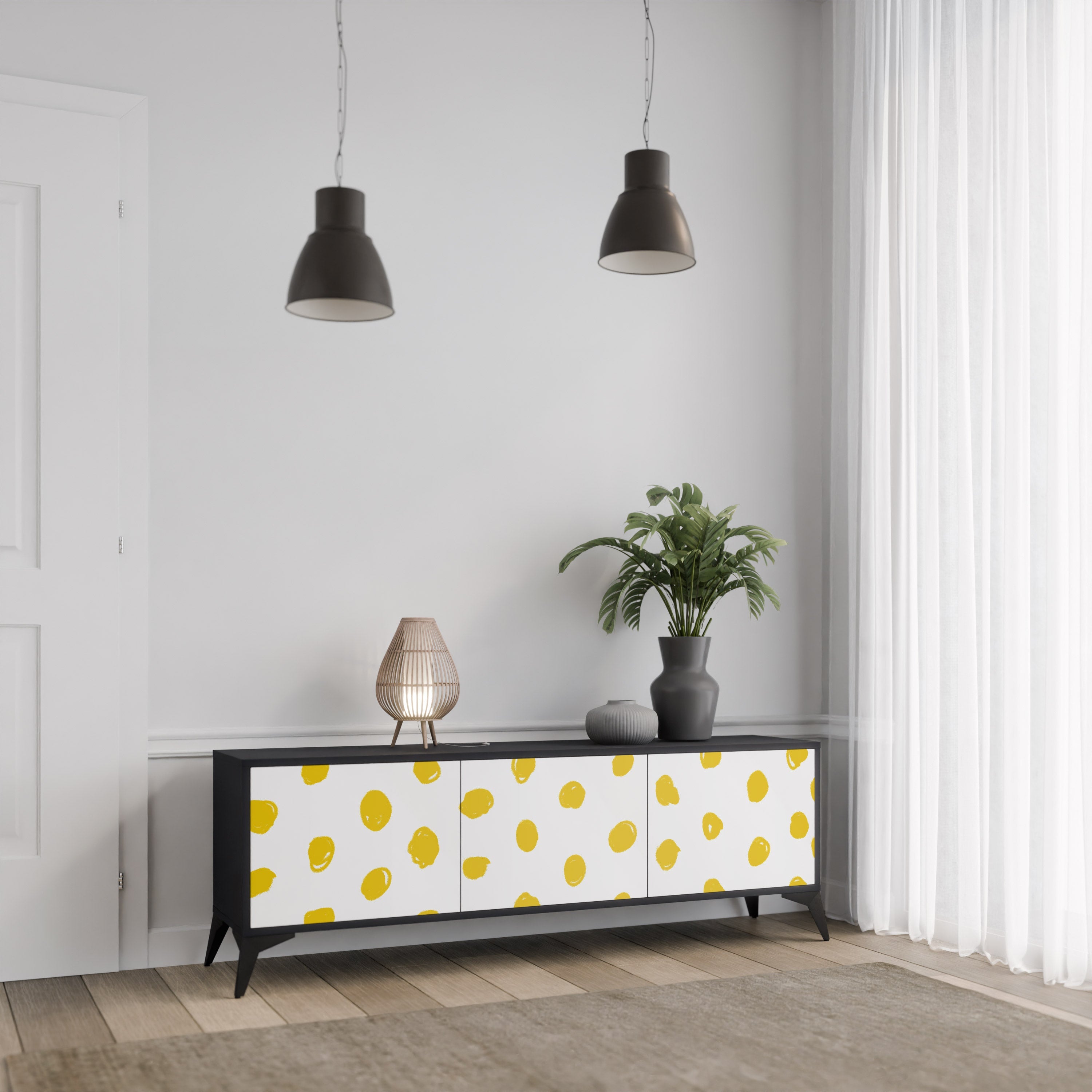 Meuble TV 3 portes RADIANT REVERIE finition noire