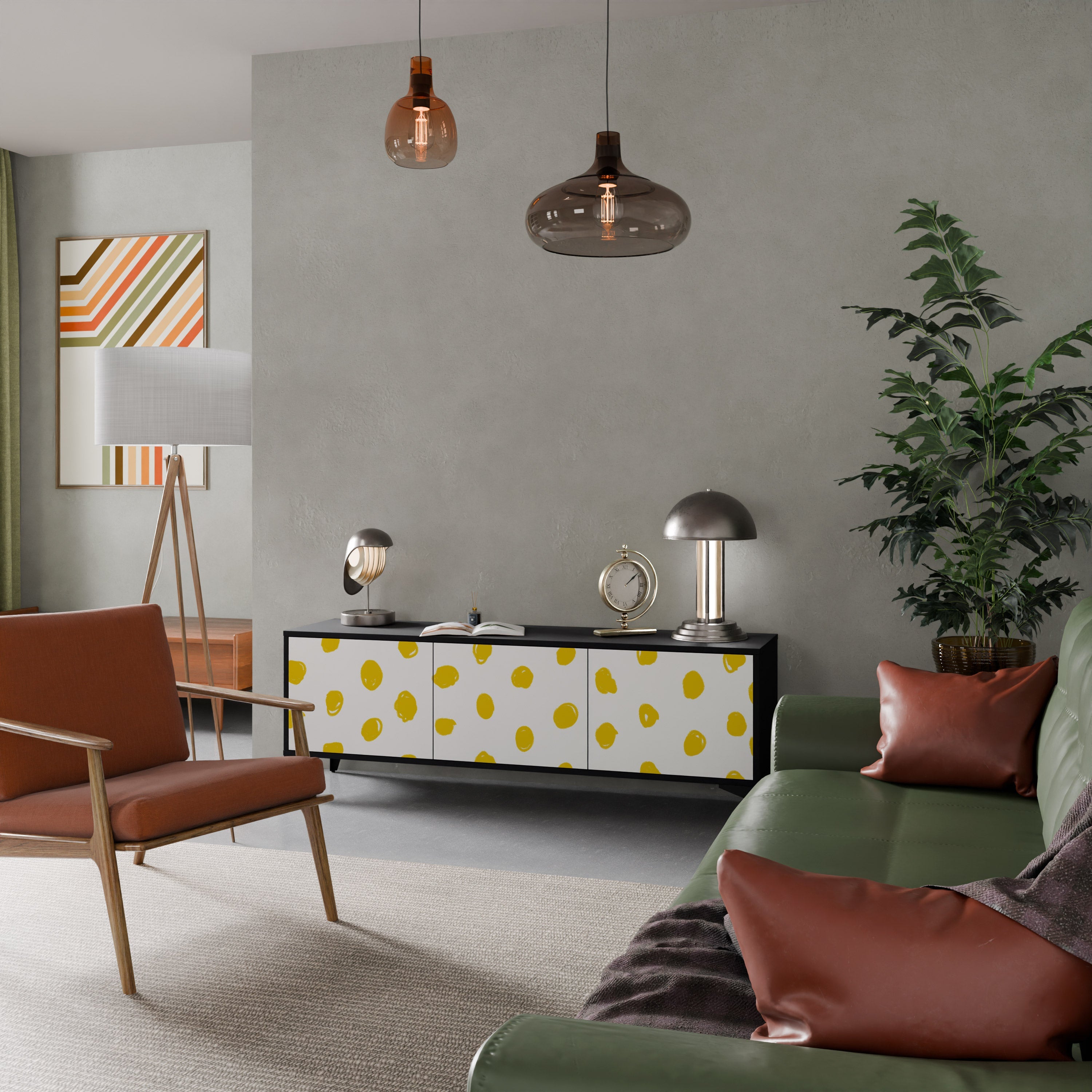 Meuble TV 3 portes RADIANT REVERIE finition noire