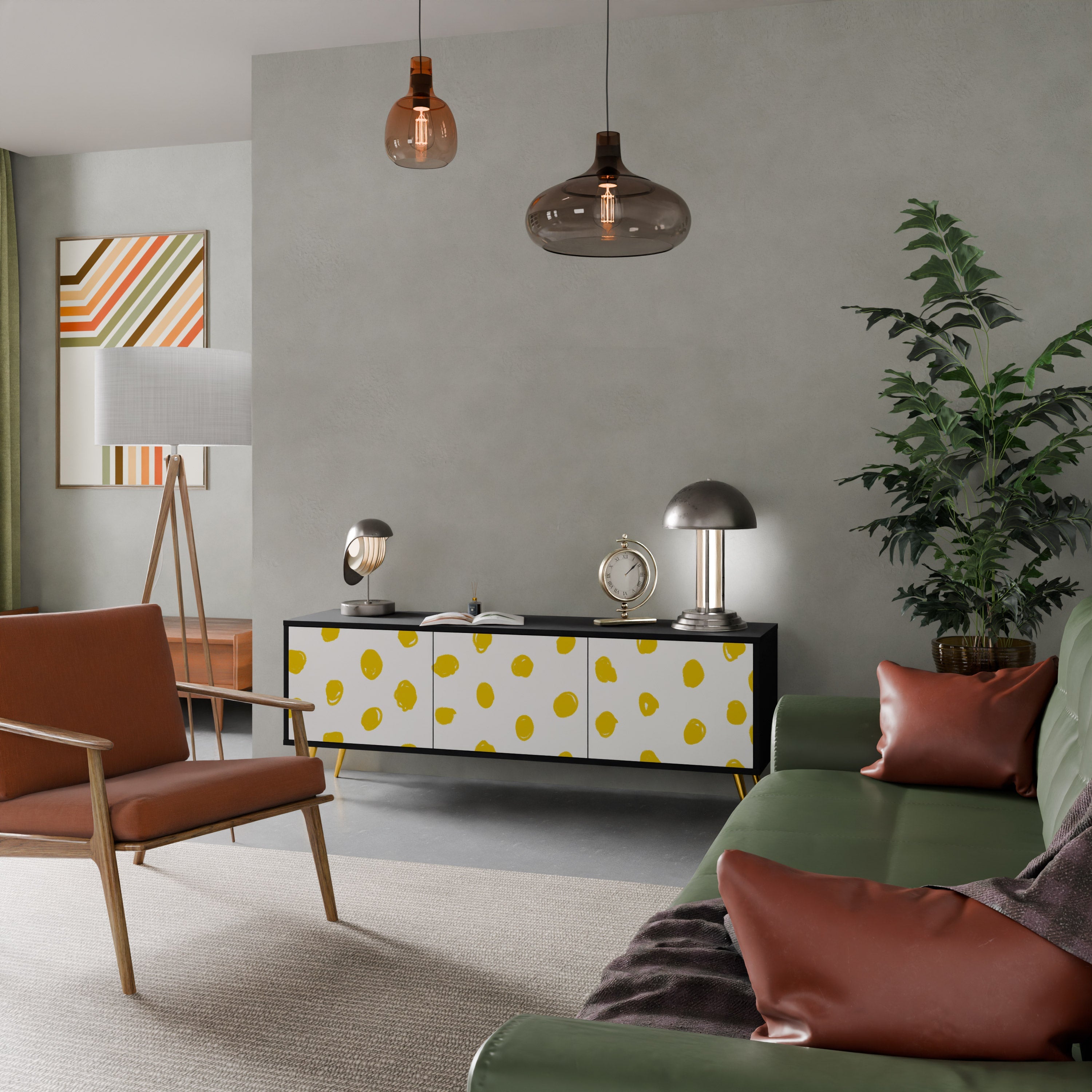 Meuble TV 3 portes RADIANT REVERIE finition noire