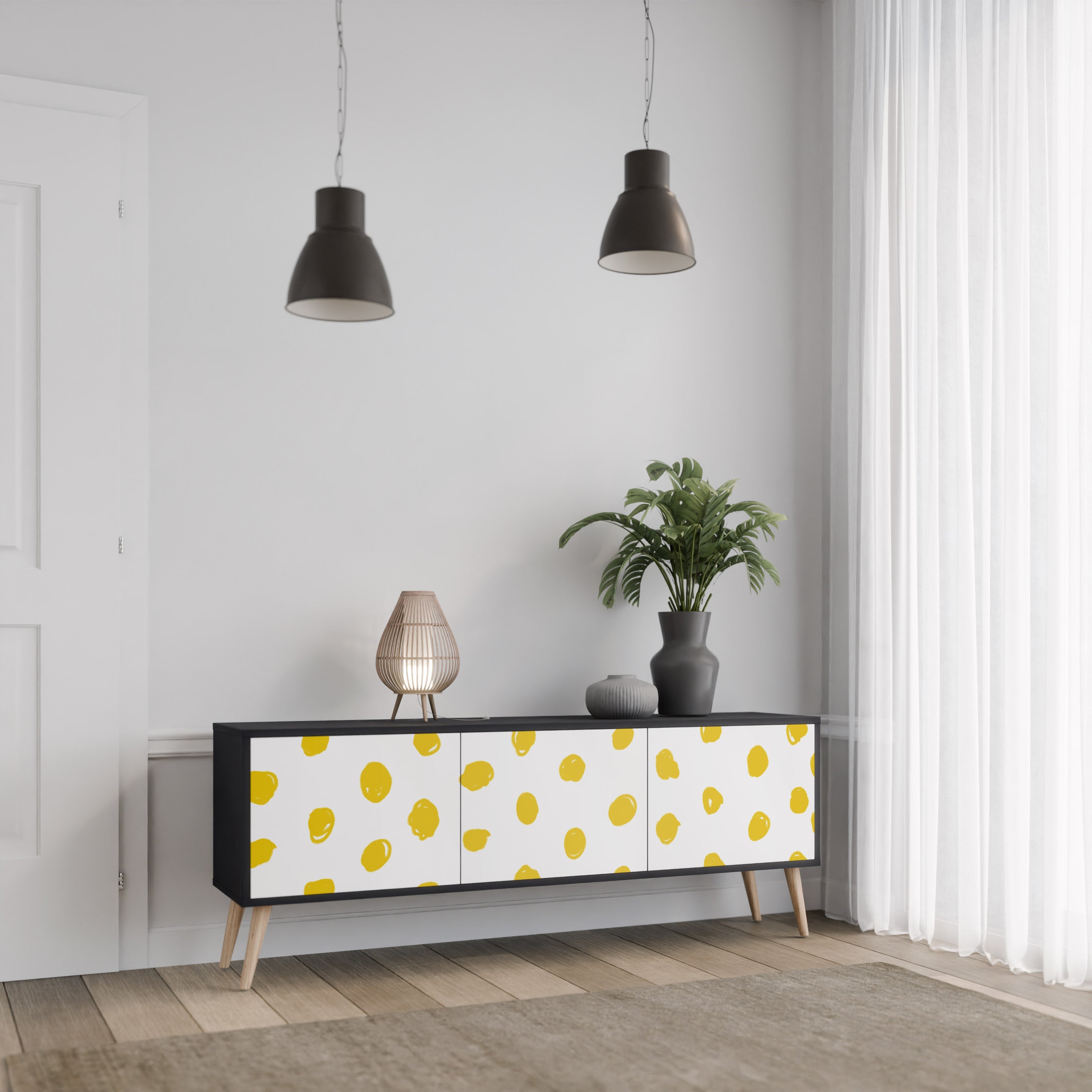 Meuble TV 3 portes RADIANT REVERIE finition noire