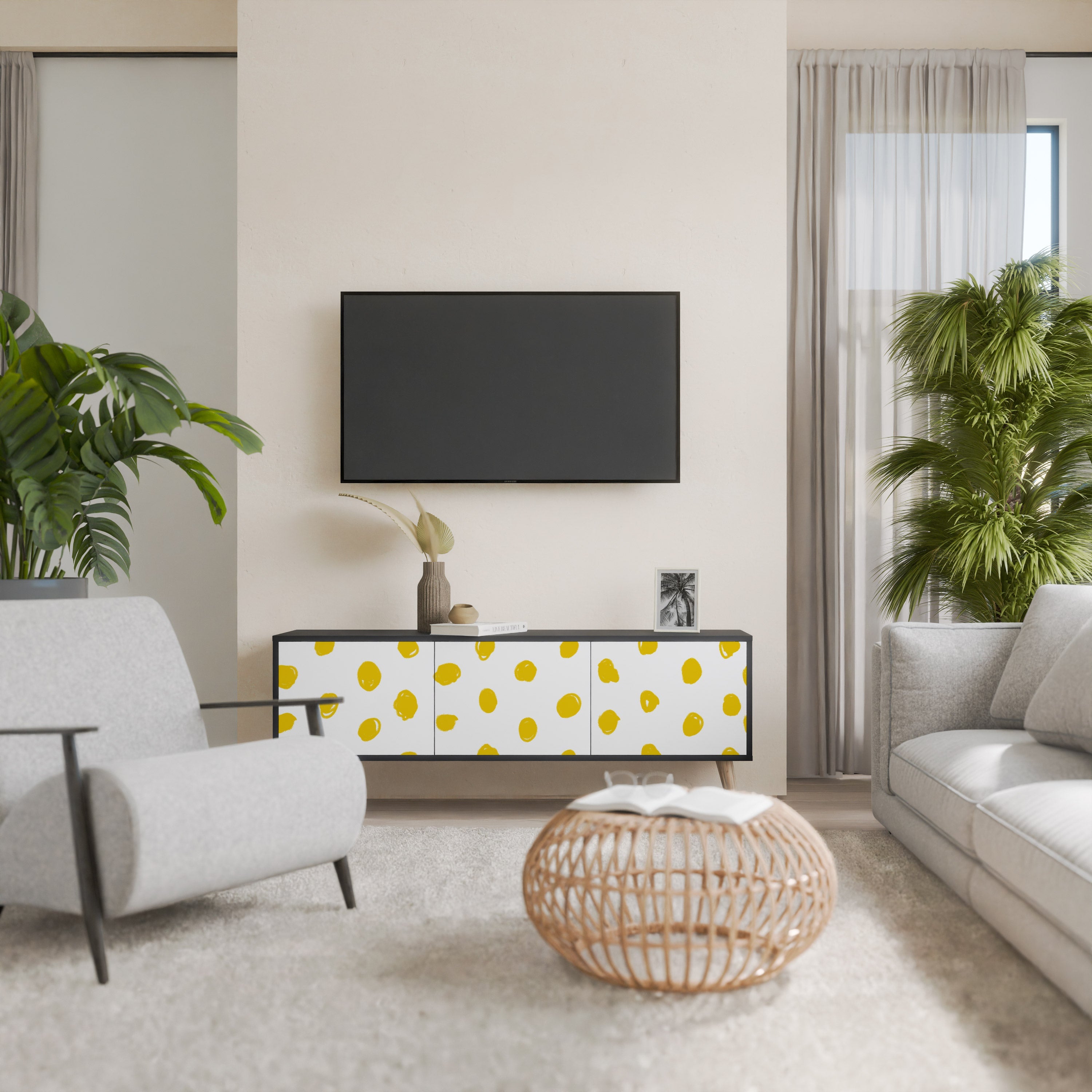 Meuble TV 3 portes RADIANT REVERIE finition noire