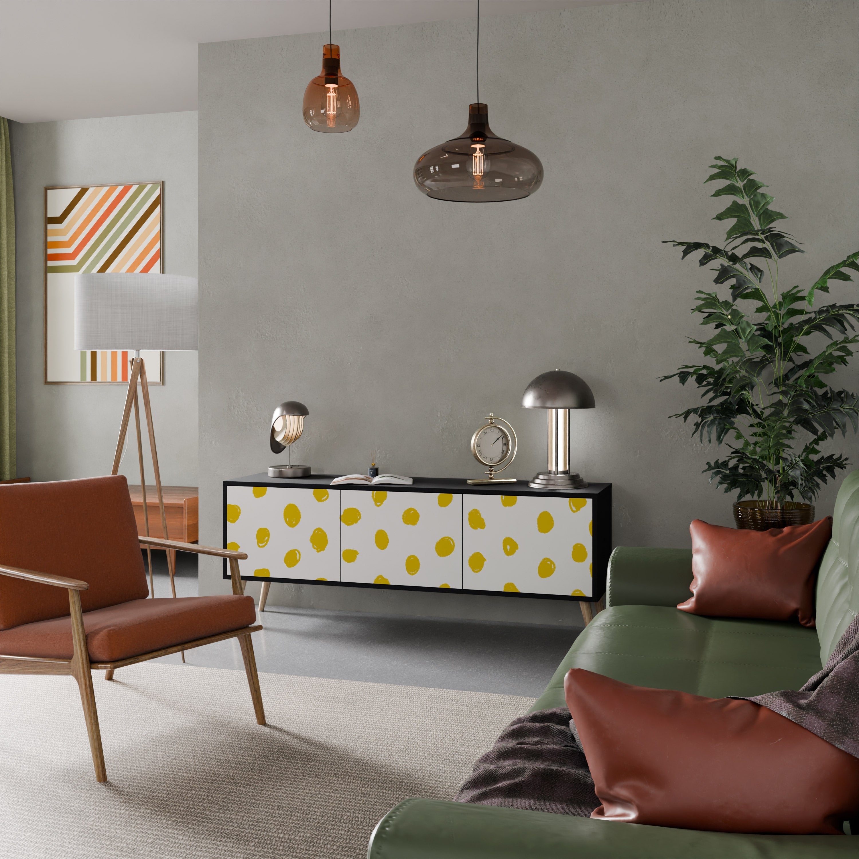 Meuble TV 3 portes RADIANT REVERIE finition noire