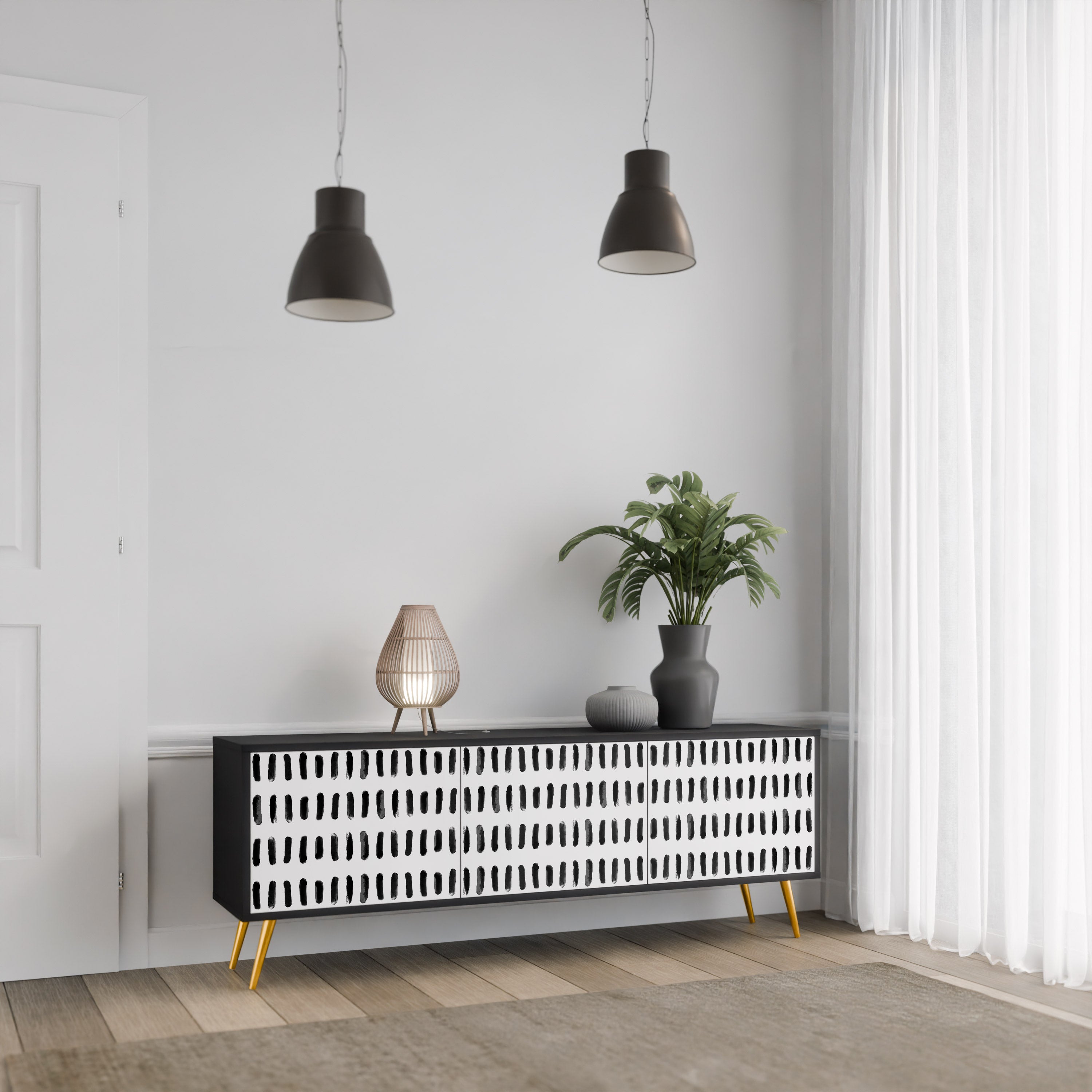 Meuble TV 3 portes NIGHTY MELODIES finition noire