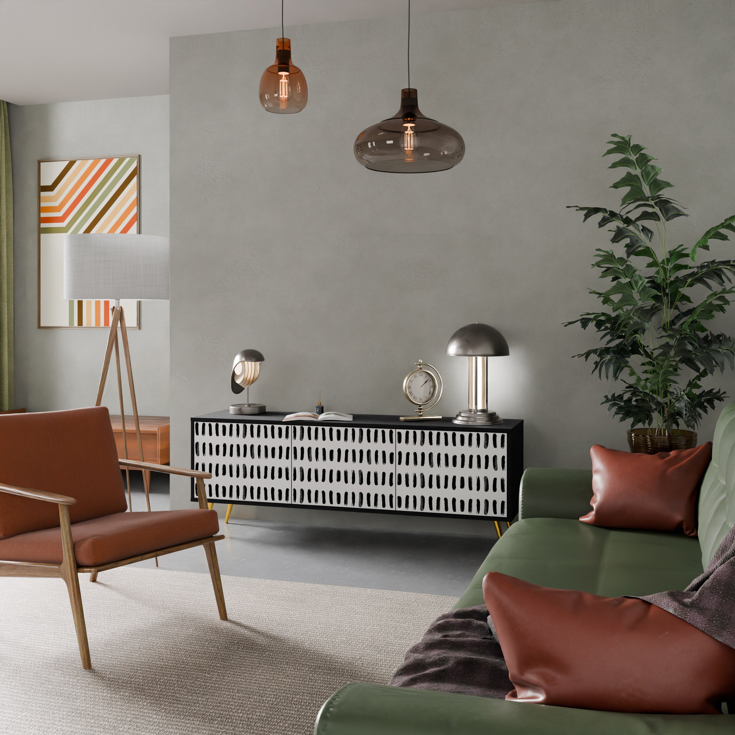 Meuble TV 3 portes NIGHTY MELODIES finition noire