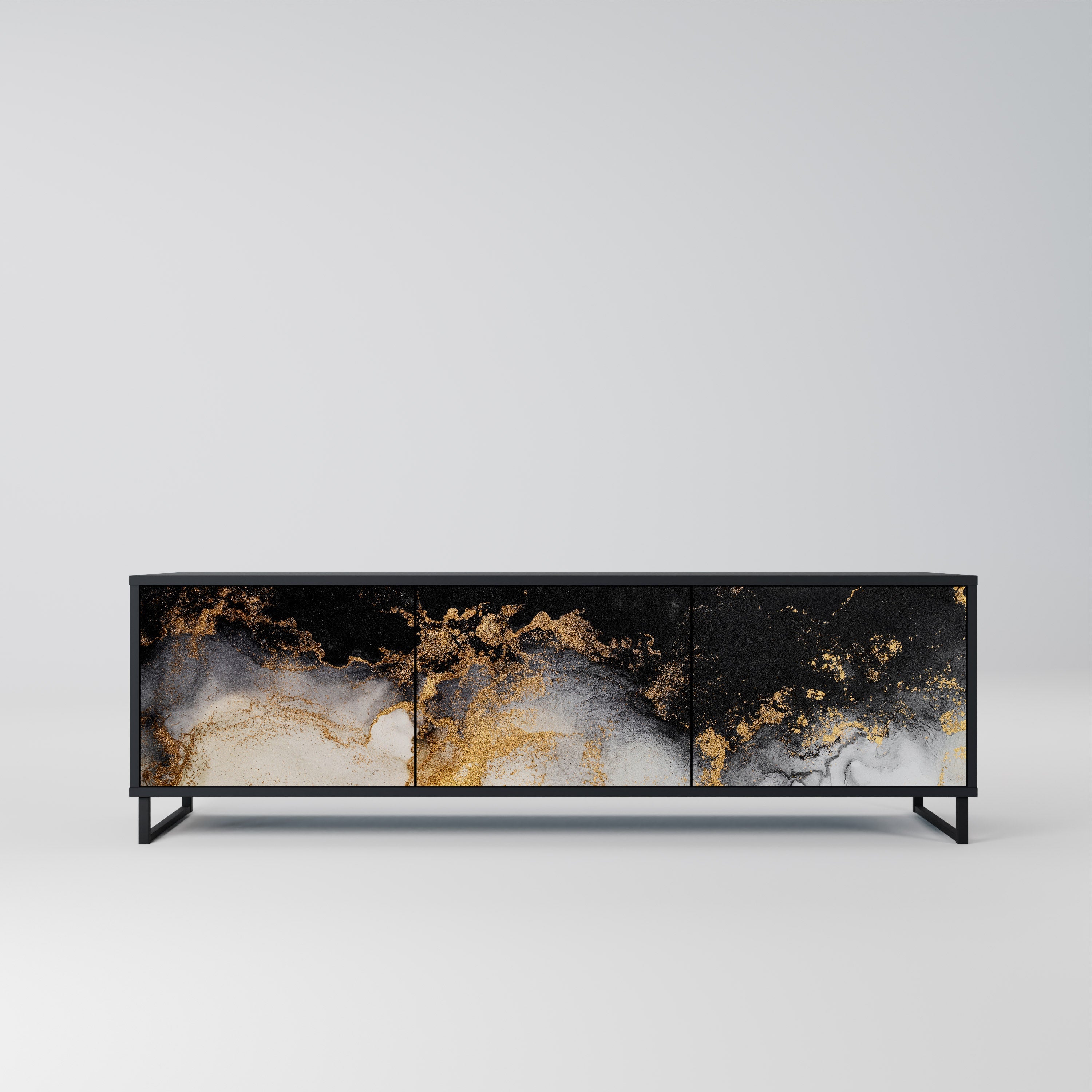 Meuble TV 3 portes MARBLE OF TOMMORROW finition noire