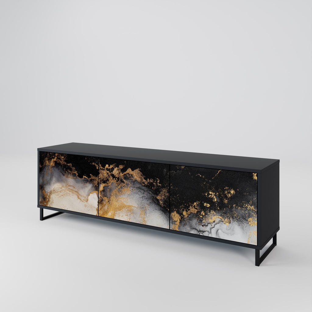 Meuble TV 3 portes MARBLE OF TOMMORROW finition noire