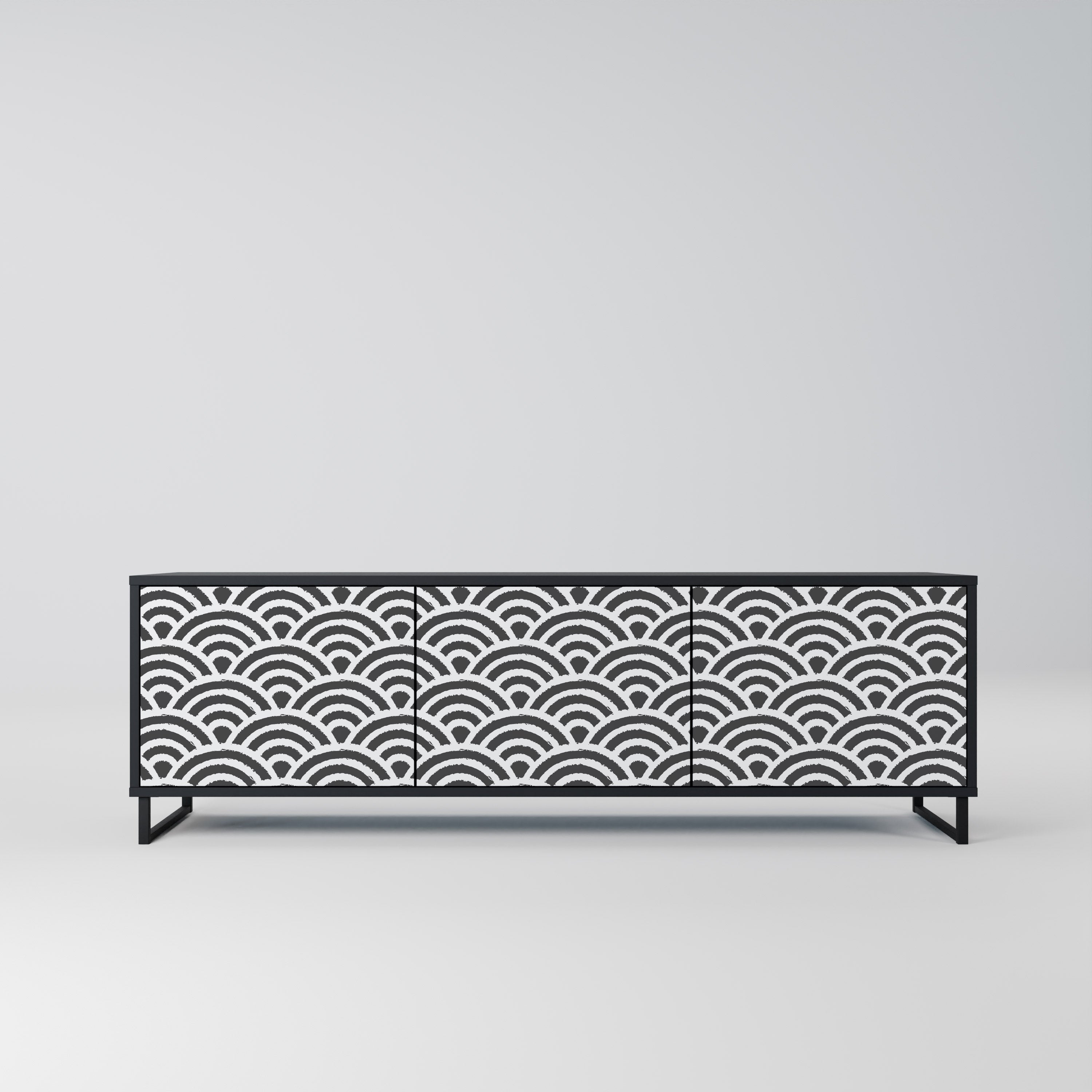 Meuble TV 3 portes GLOOMY HOST en finition noire