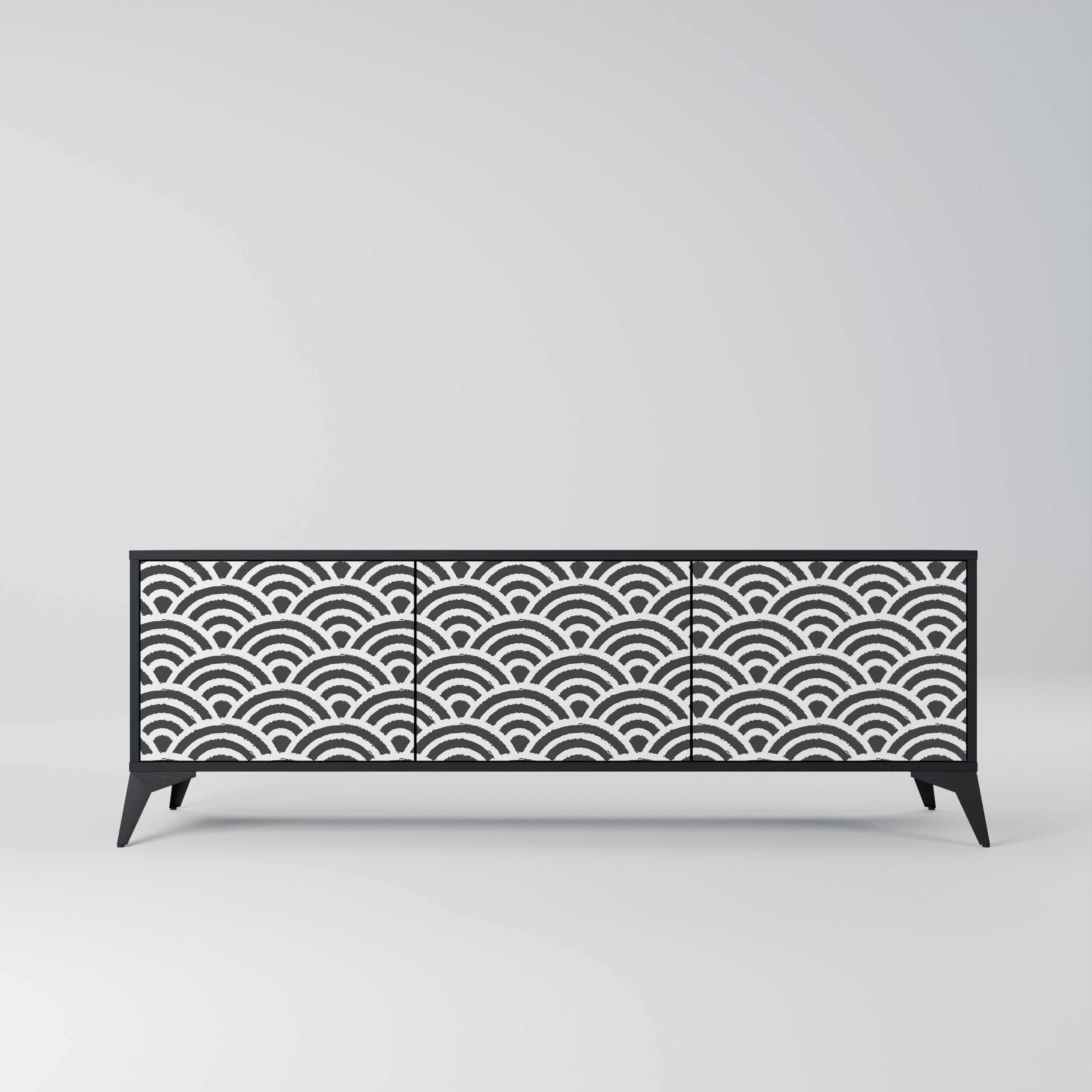 Meuble TV 3 portes GLOOMY HOST en finition noire