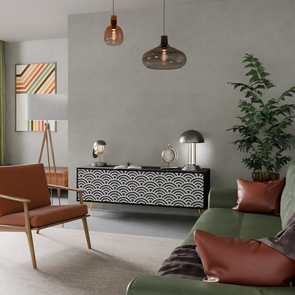 Meuble TV 3 portes GLOOMY HOST en finition noire