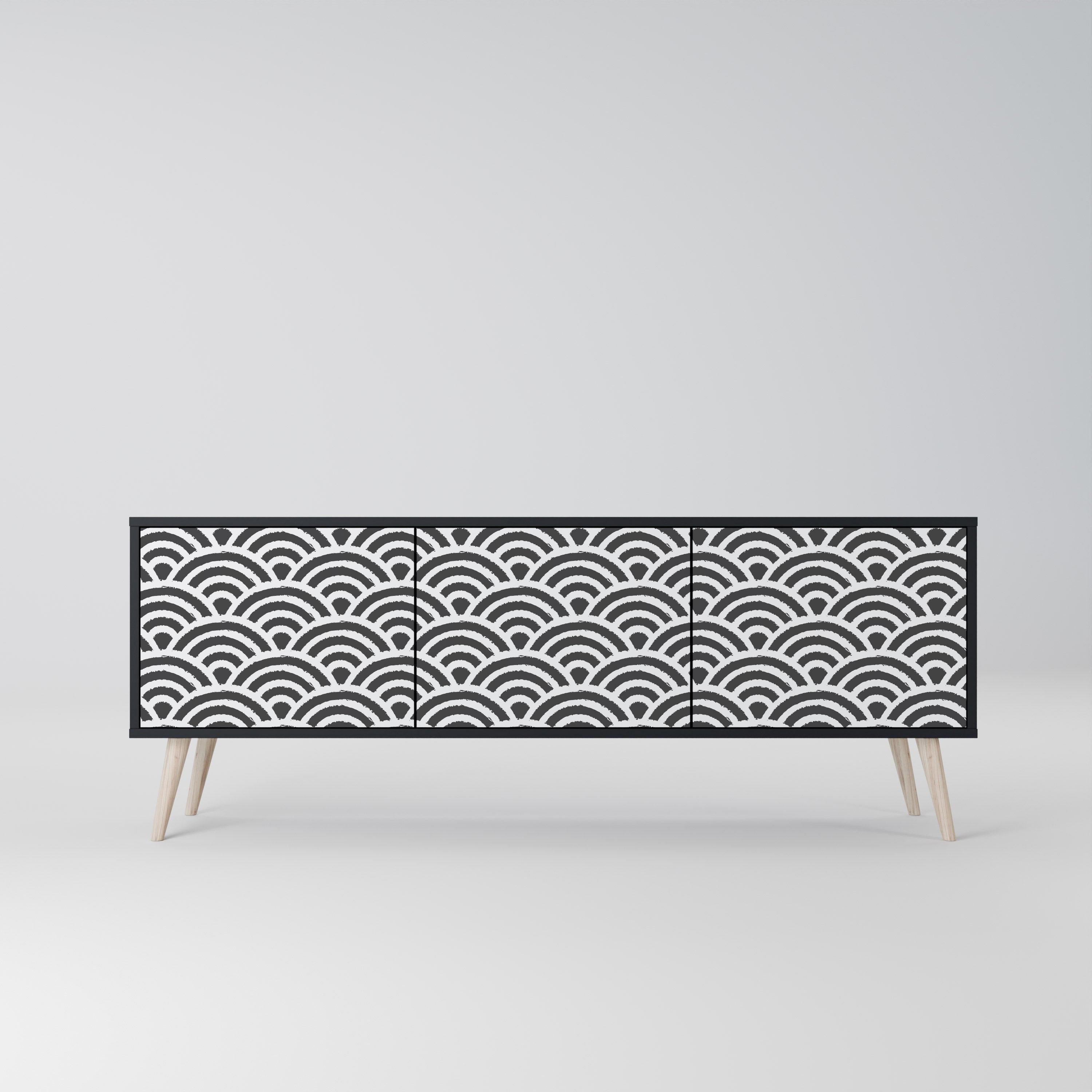 Meuble TV 3 portes GLOOMY HOST en finition noire