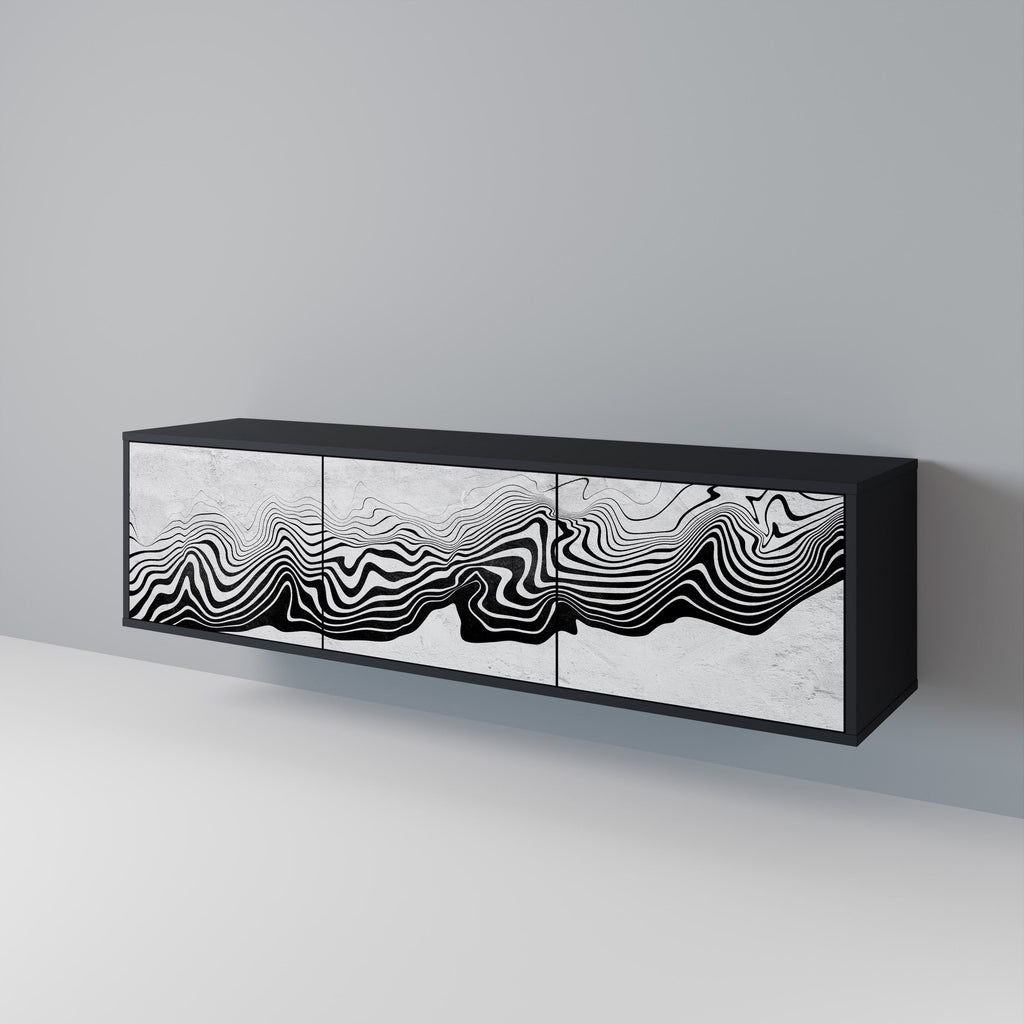 Meuble TV 3 portes MONOCHROME MIRAGE finition noire