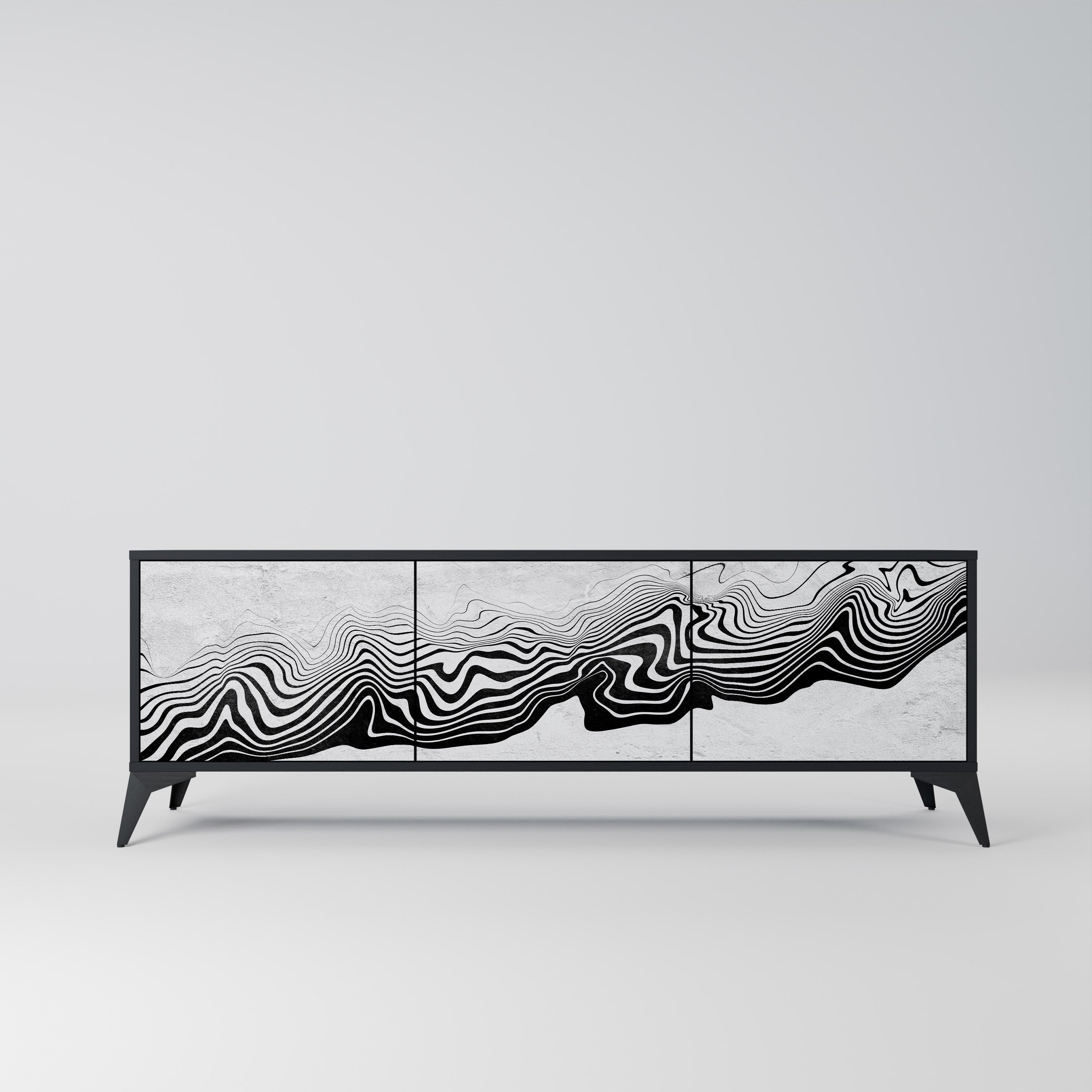 Meuble TV 3 portes MONOCHROME MIRAGE finition noire