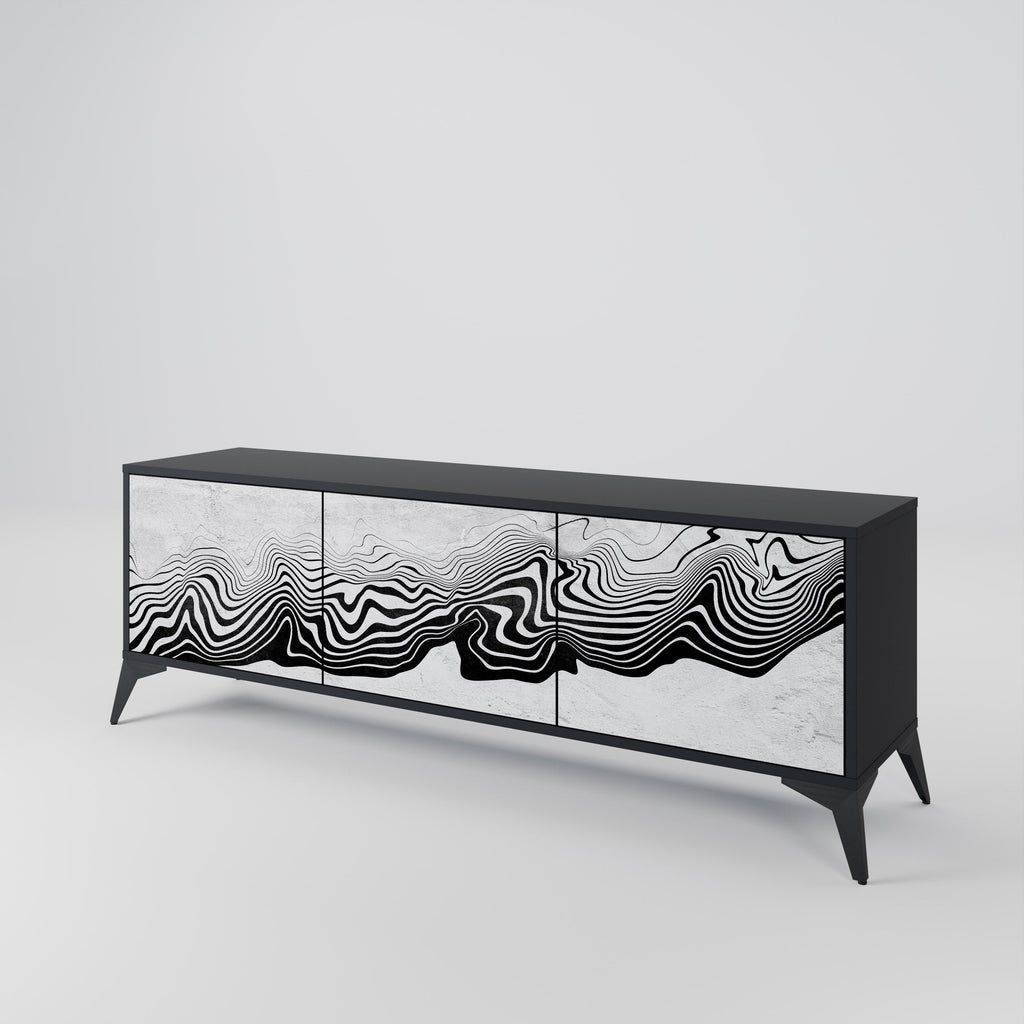 Meuble TV 3 portes MONOCHROME MIRAGE finition noire