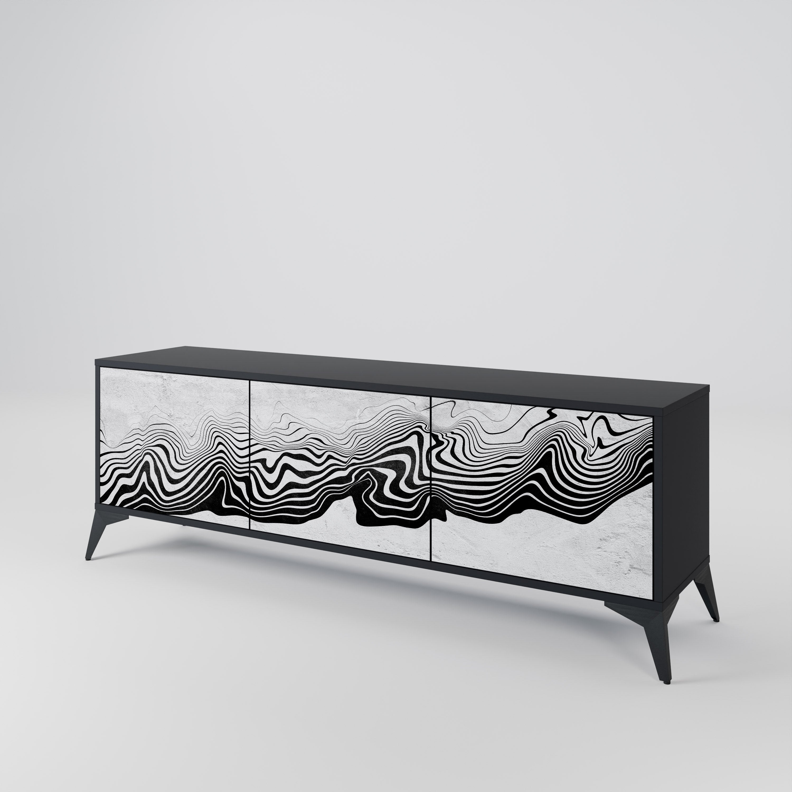 Meuble TV 3 portes MONOCHROME MIRAGE finition noire