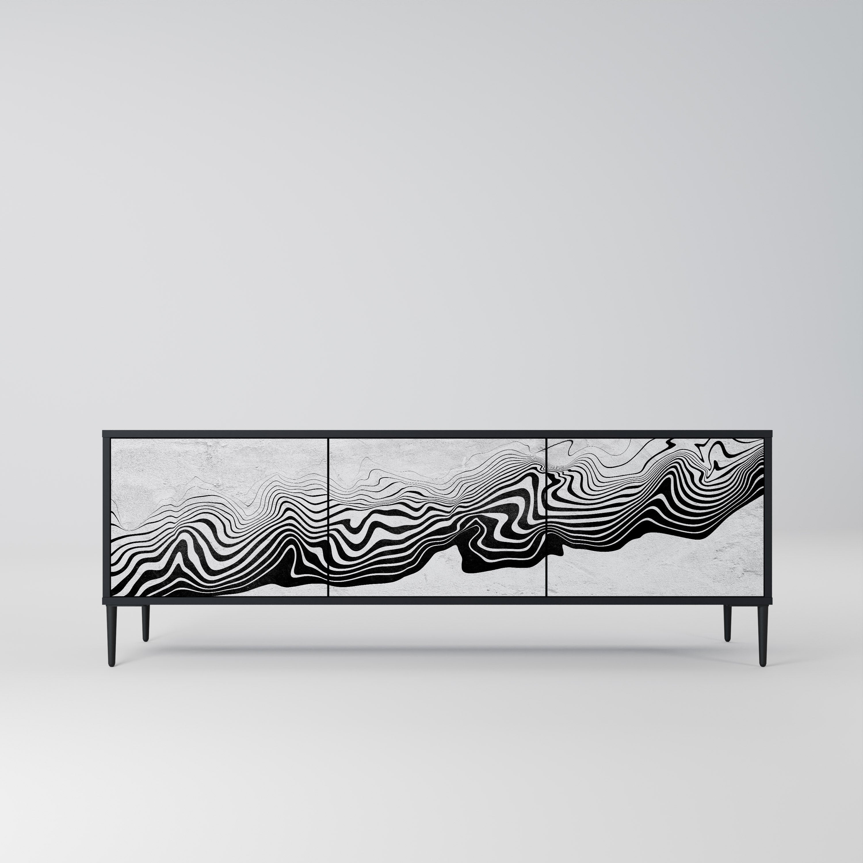 Meuble TV 3 portes MONOCHROME MIRAGE finition noire