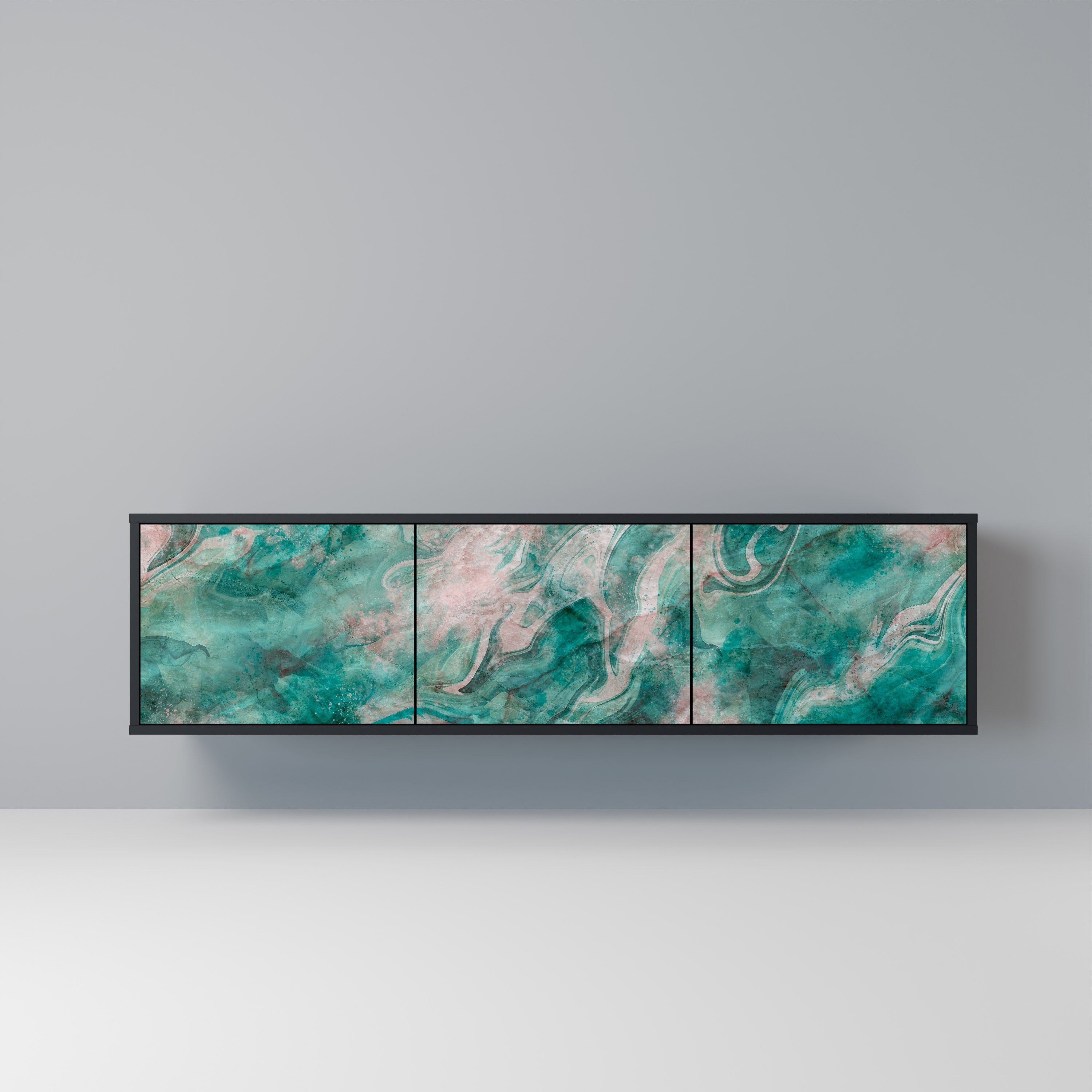 Meuble TV 3 portes ABSTRACT ALCHEMY, finition noire