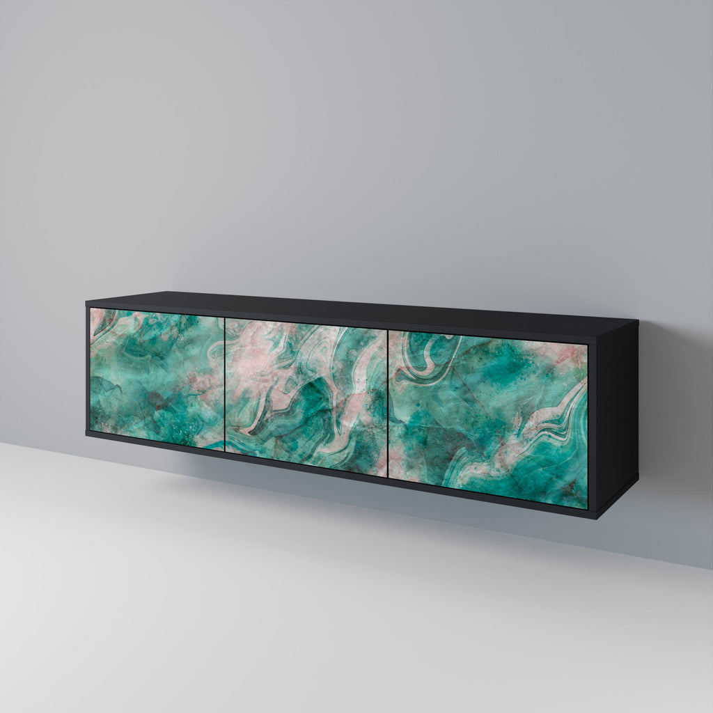 Meuble TV 3 portes ABSTRACT ALCHEMY, finition noire