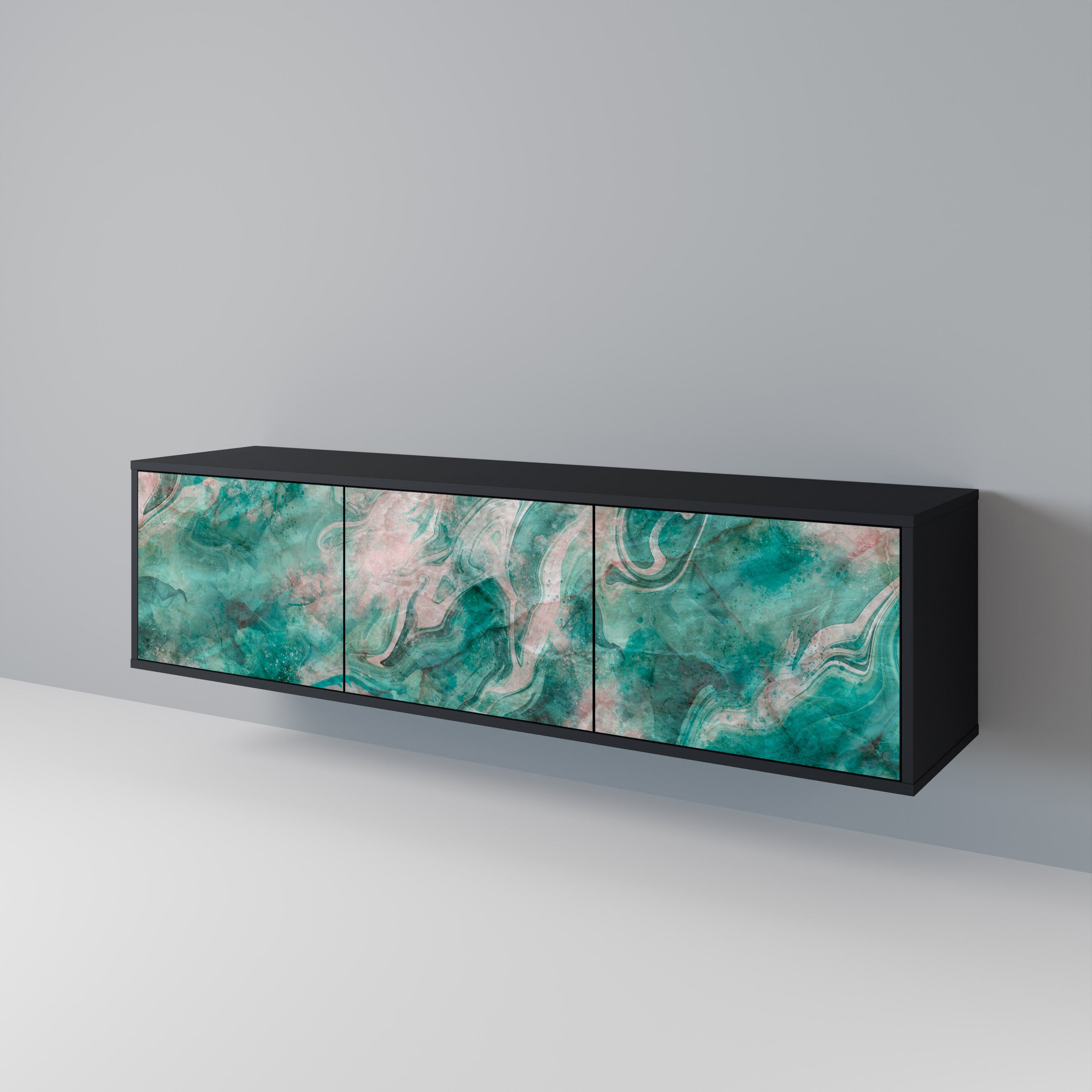 Meuble TV 3 portes ABSTRACT ALCHEMY, finition noire