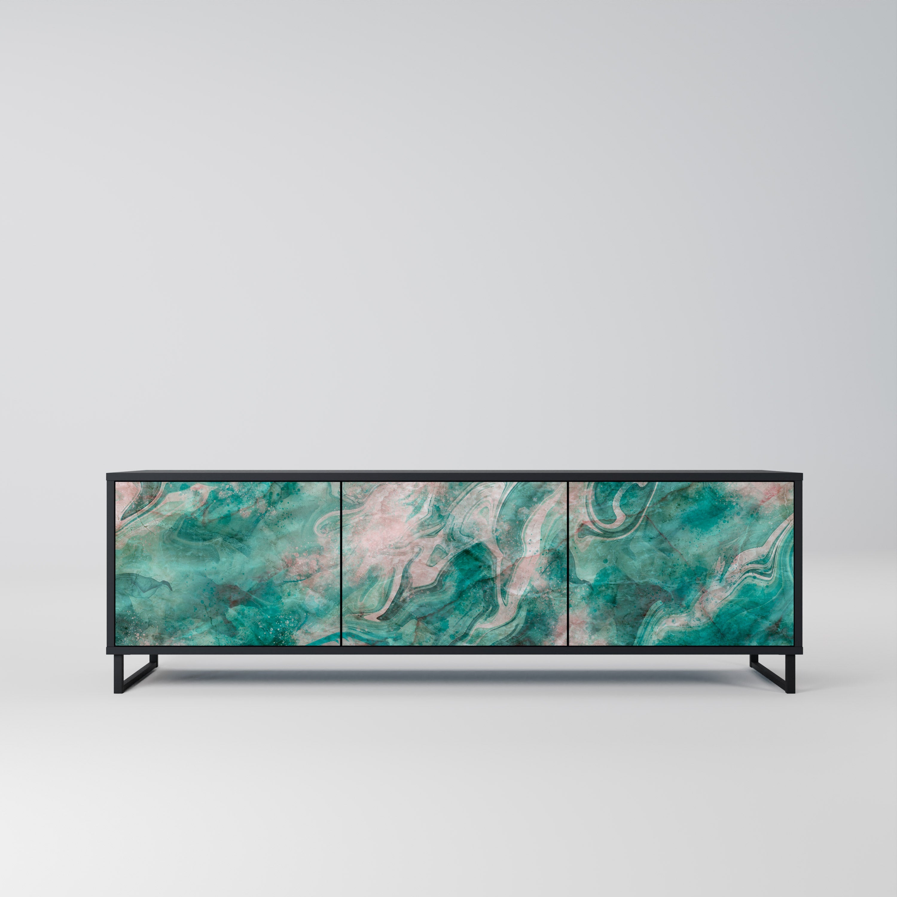 Meuble TV 3 portes ABSTRACT ALCHEMY, finition noire