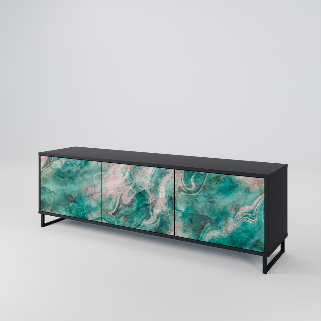 Meuble TV 3 portes ABSTRACT ALCHEMY, finition noire