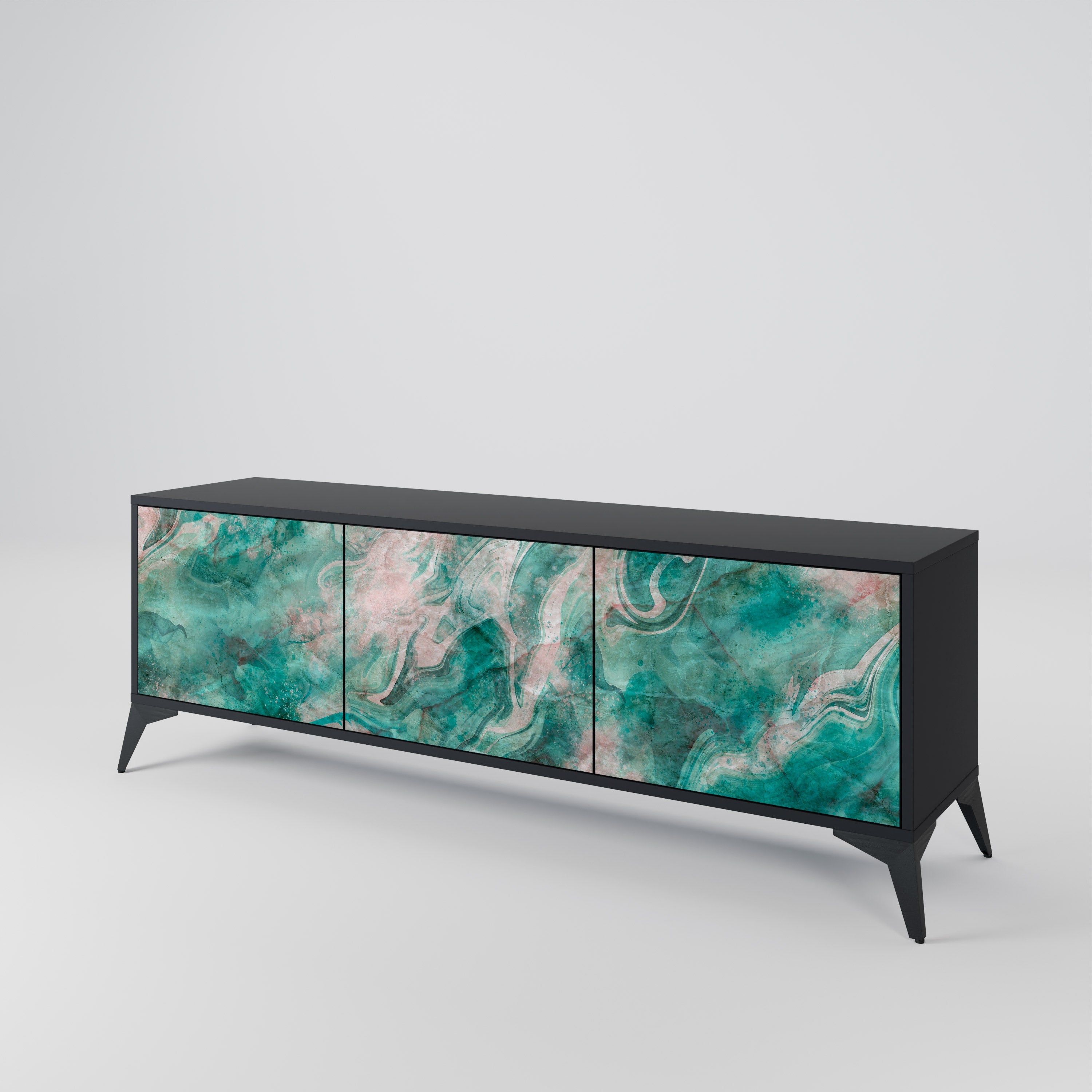 Meuble TV 3 portes ABSTRACT ALCHEMY, finition noire