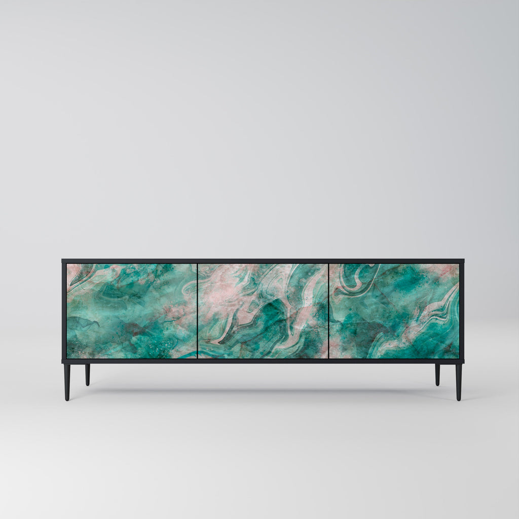 Meuble TV 3 portes ABSTRACT ALCHEMY, finition noire