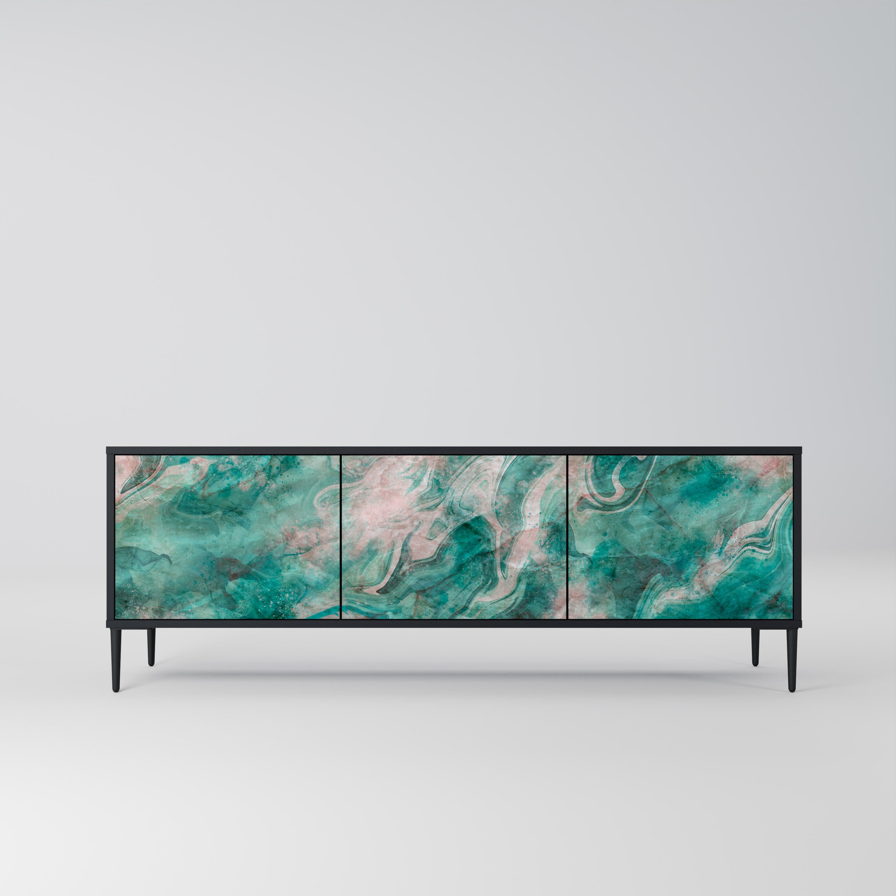 Meuble TV 3 portes ABSTRACT ALCHEMY, finition noire