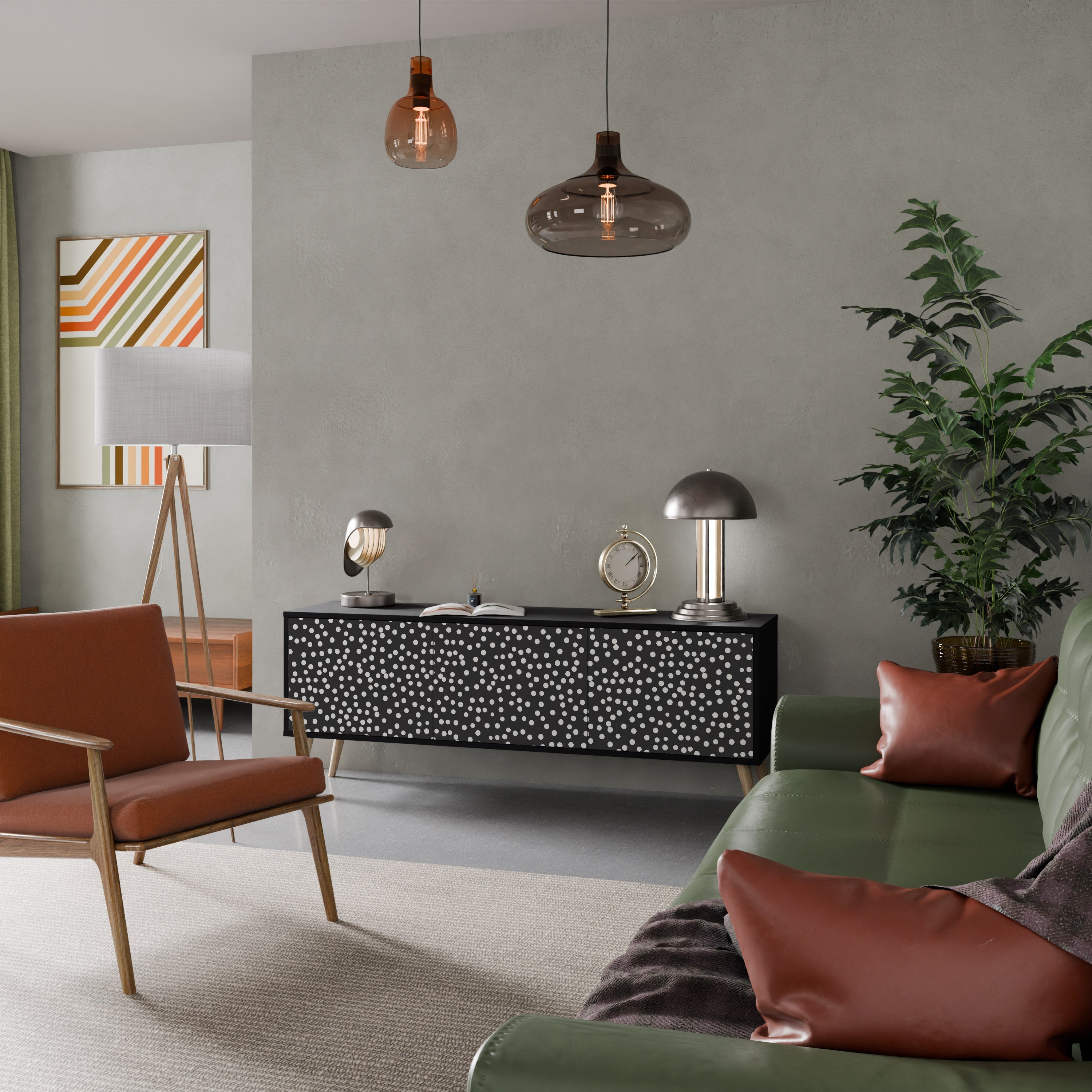 Meuble TV 3 portes BLINDING LIGHTS, finition noire