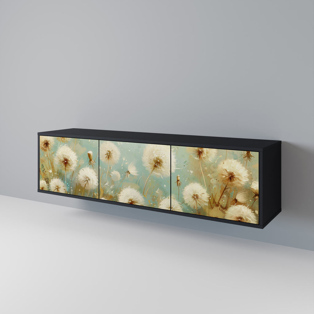 Meuble TV 3 portes DREAMY MEADOW en finition noire