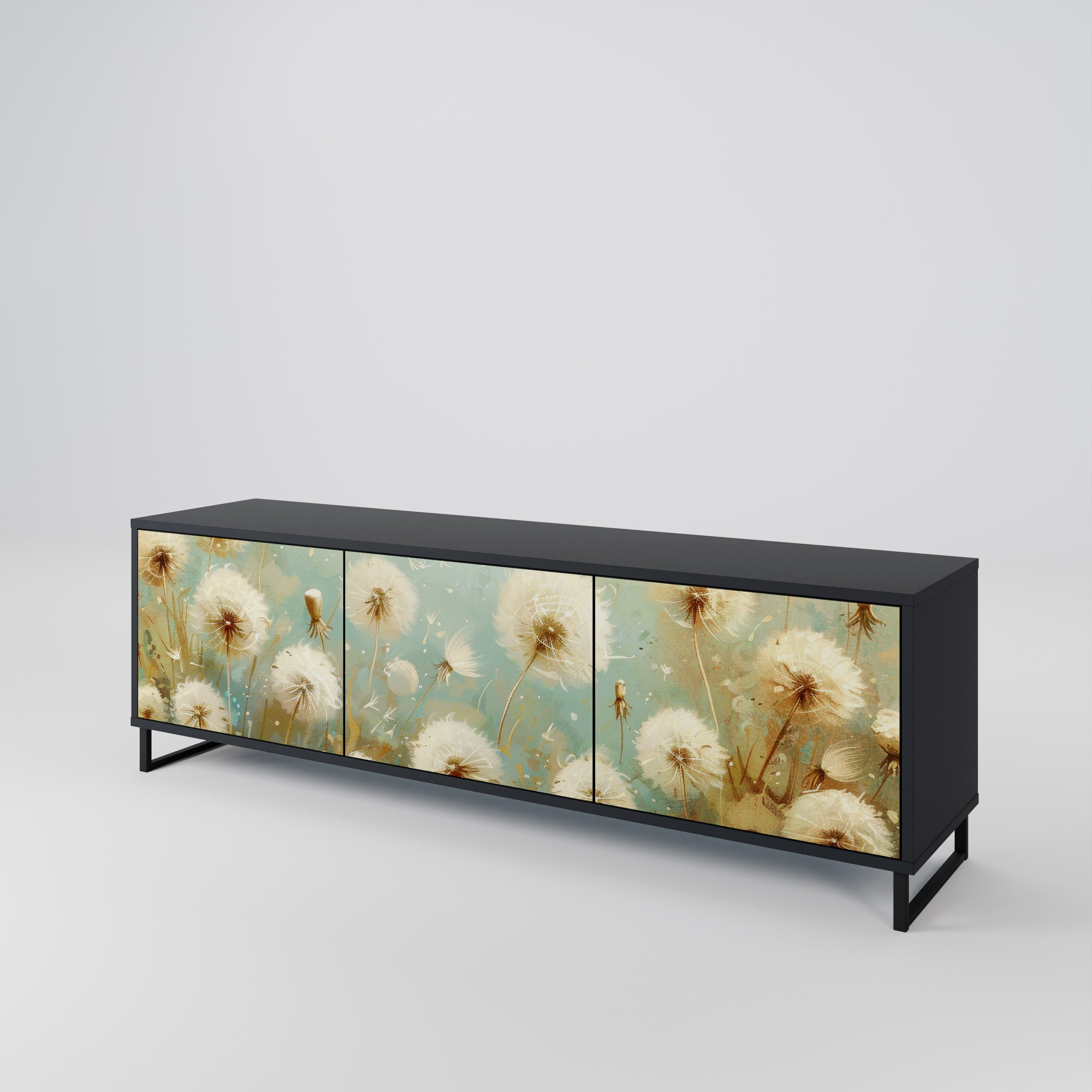 Meuble TV 3 portes DREAMY MEADOW en finition noire