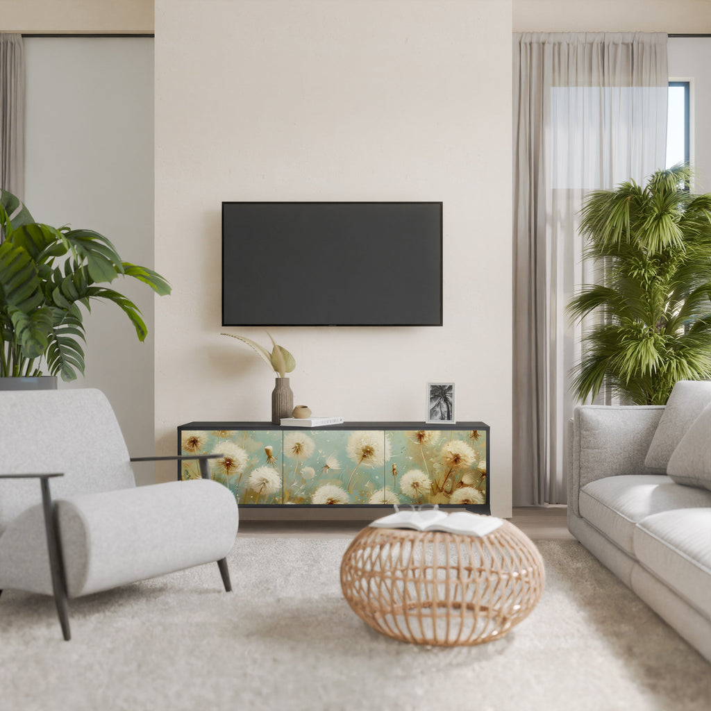 Meuble TV 3 portes DREAMY MEADOW en finition noire