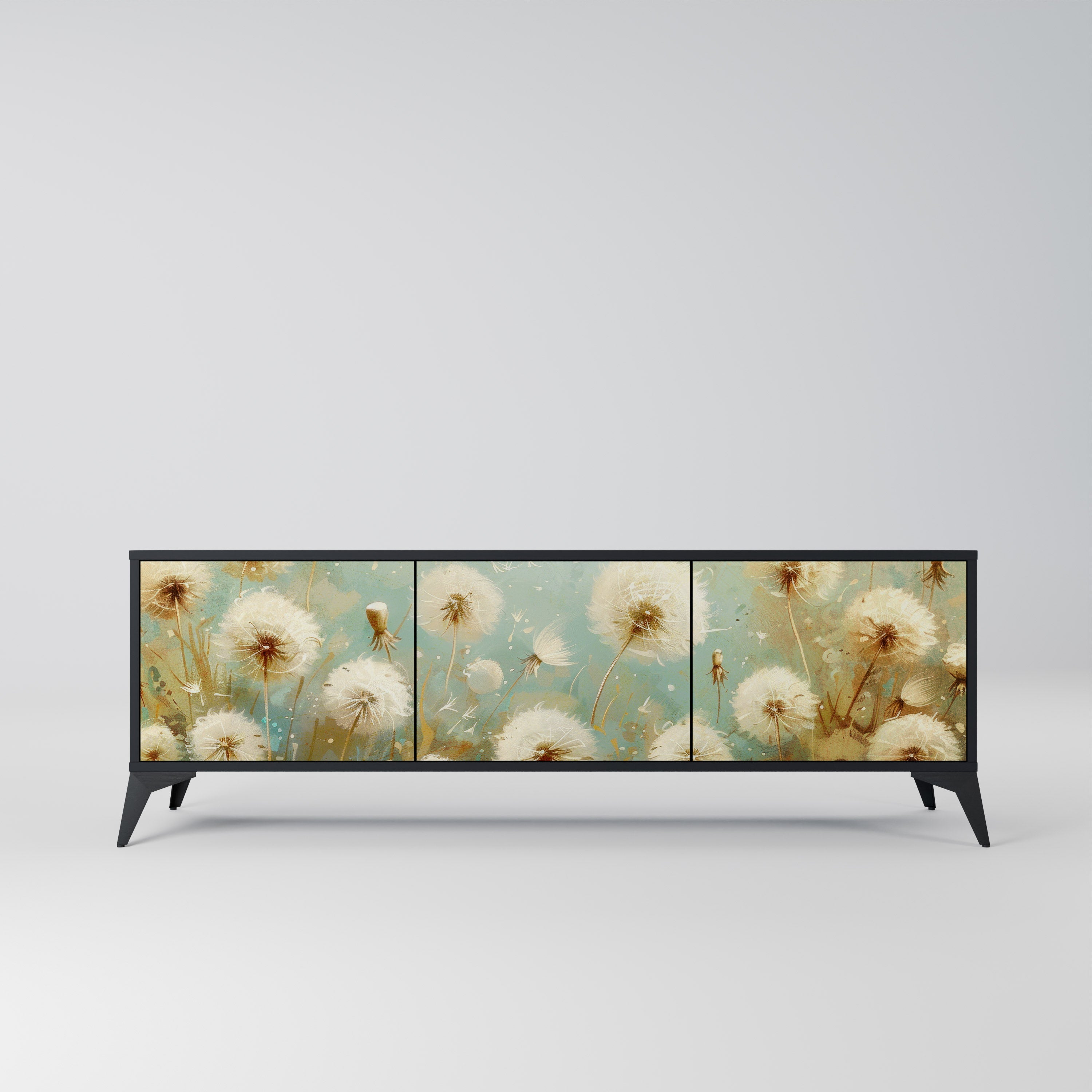 Meuble TV 3 portes DREAMY MEADOW en finition noire