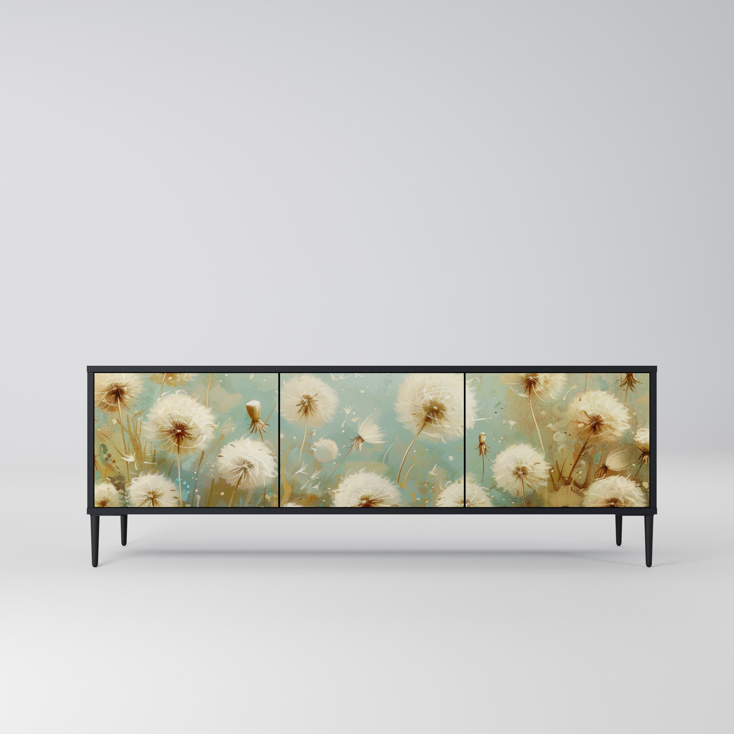 Meuble TV 3 portes DREAMY MEADOW en finition noire