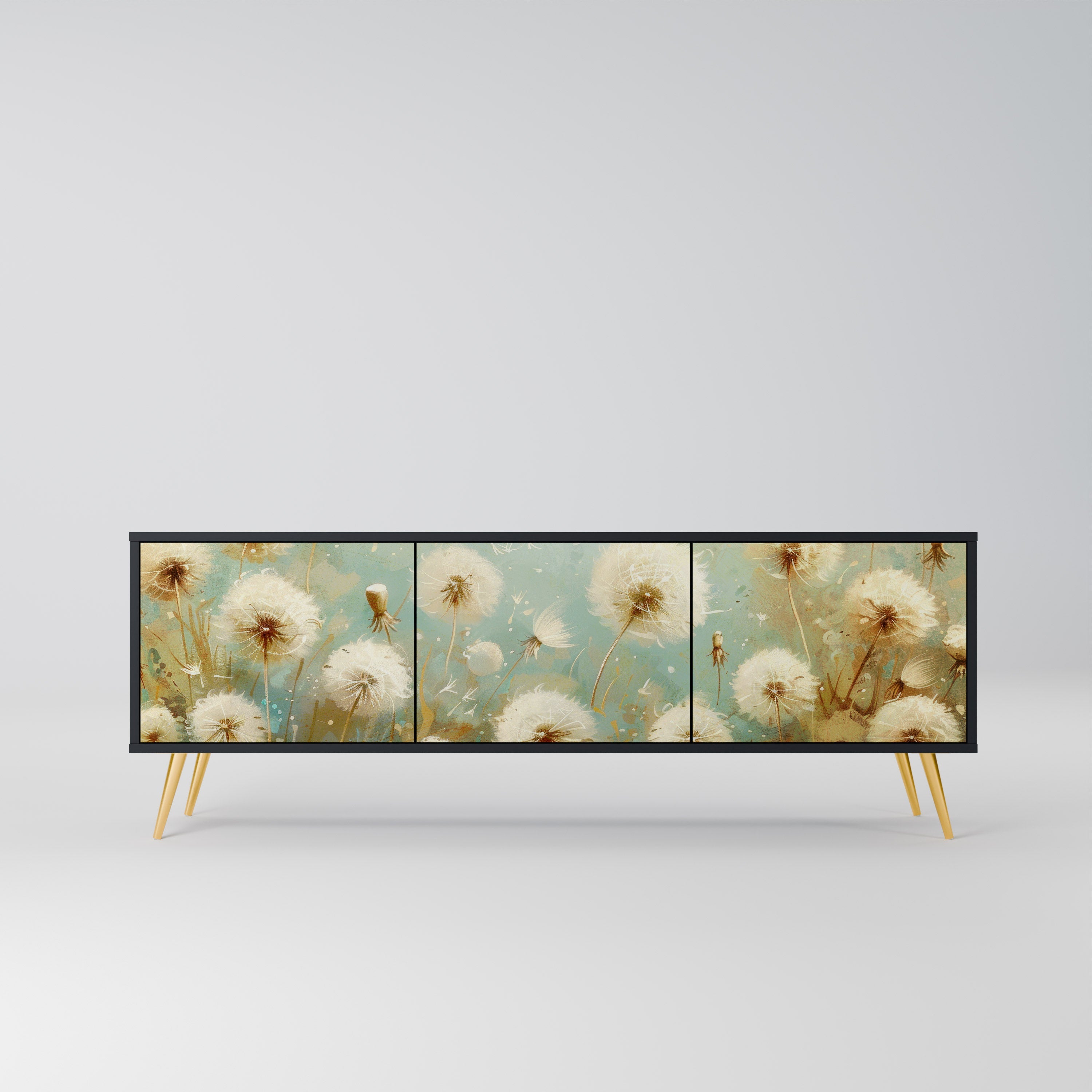 Meuble TV 3 portes DREAMY MEADOW en finition noire